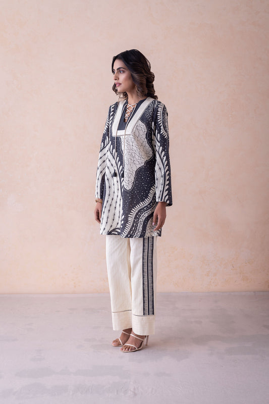 Kara Midnight Muse Printed Kurta with Textured Pants