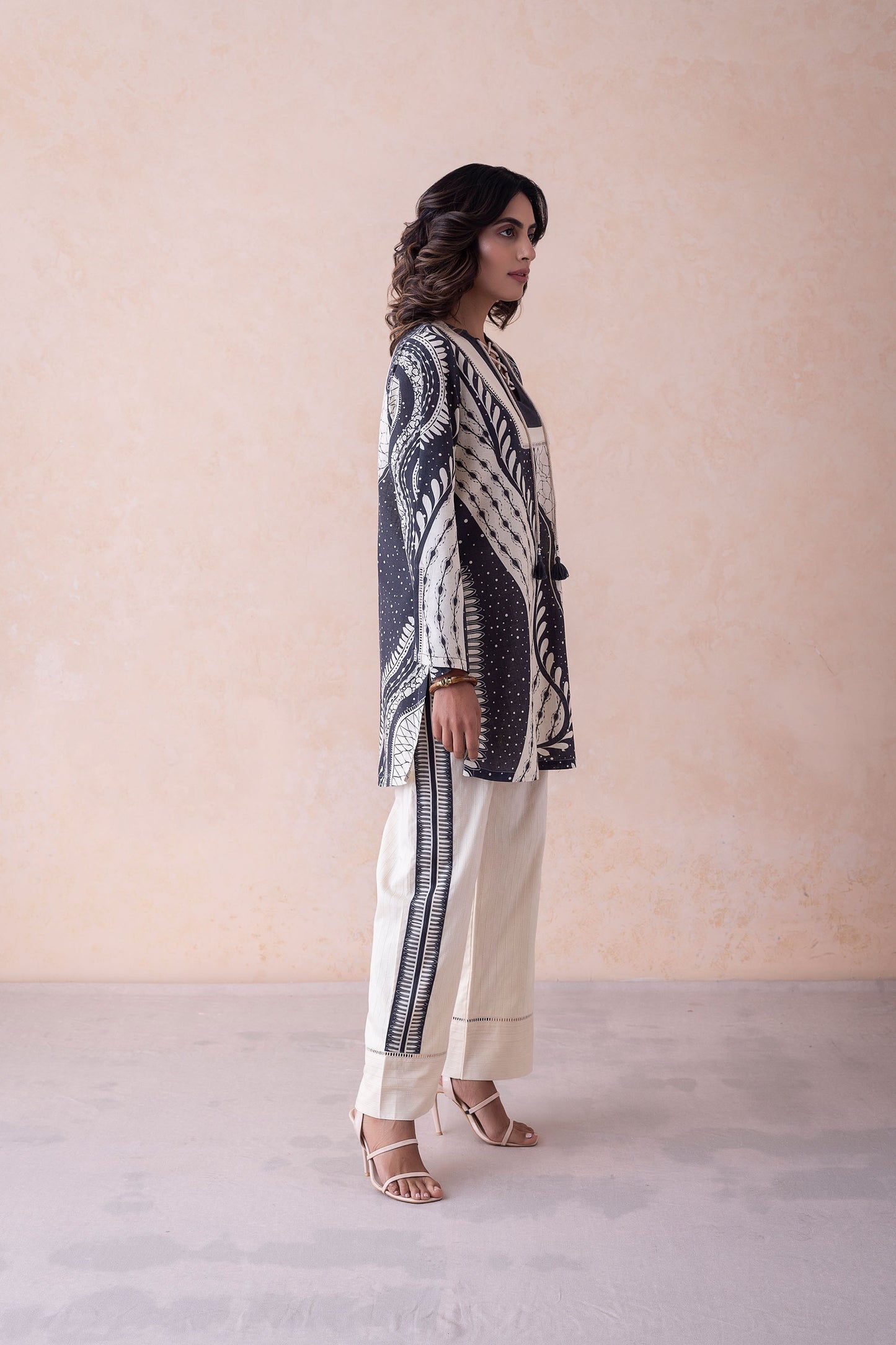 Kara Midnight Muse Printed Kurta with Textured Pants