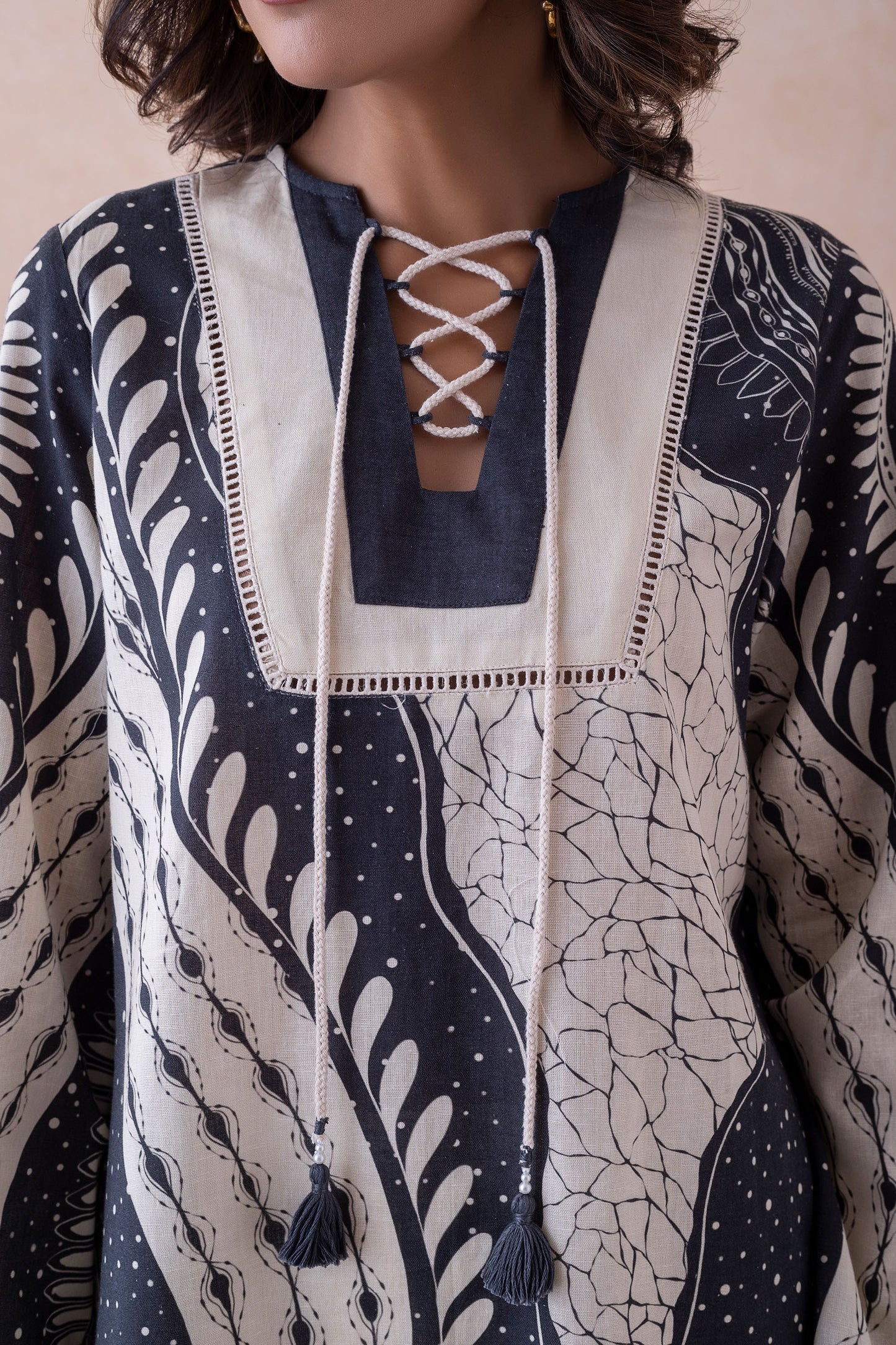 Kara Midnight Muse Printed Kurta with Textured Pants