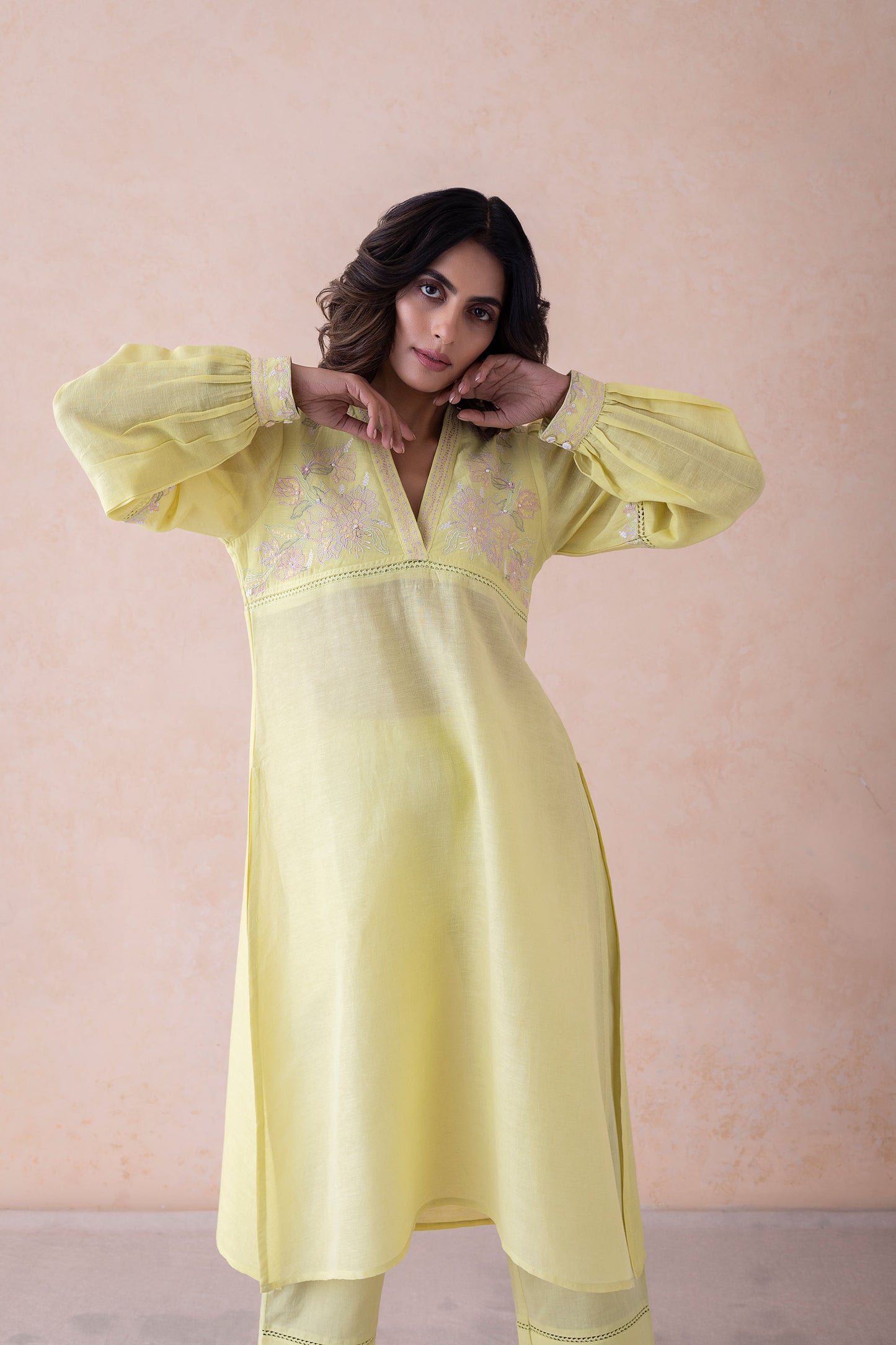 Anya Elegant Linen & Cotton with Intricate Machine & Handwork