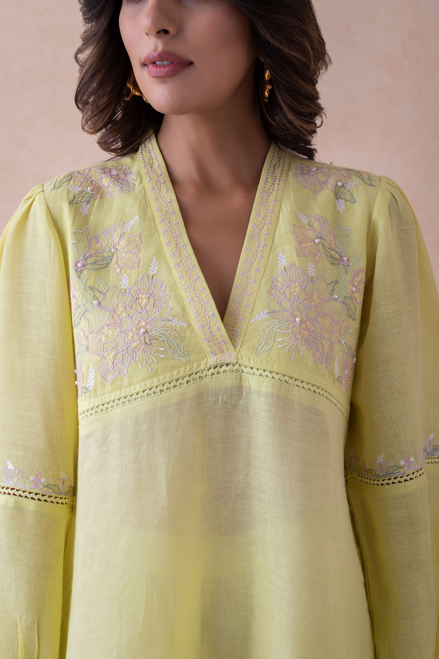 Anya Elegant Linen & Cotton with Intricate Machine & Handwork