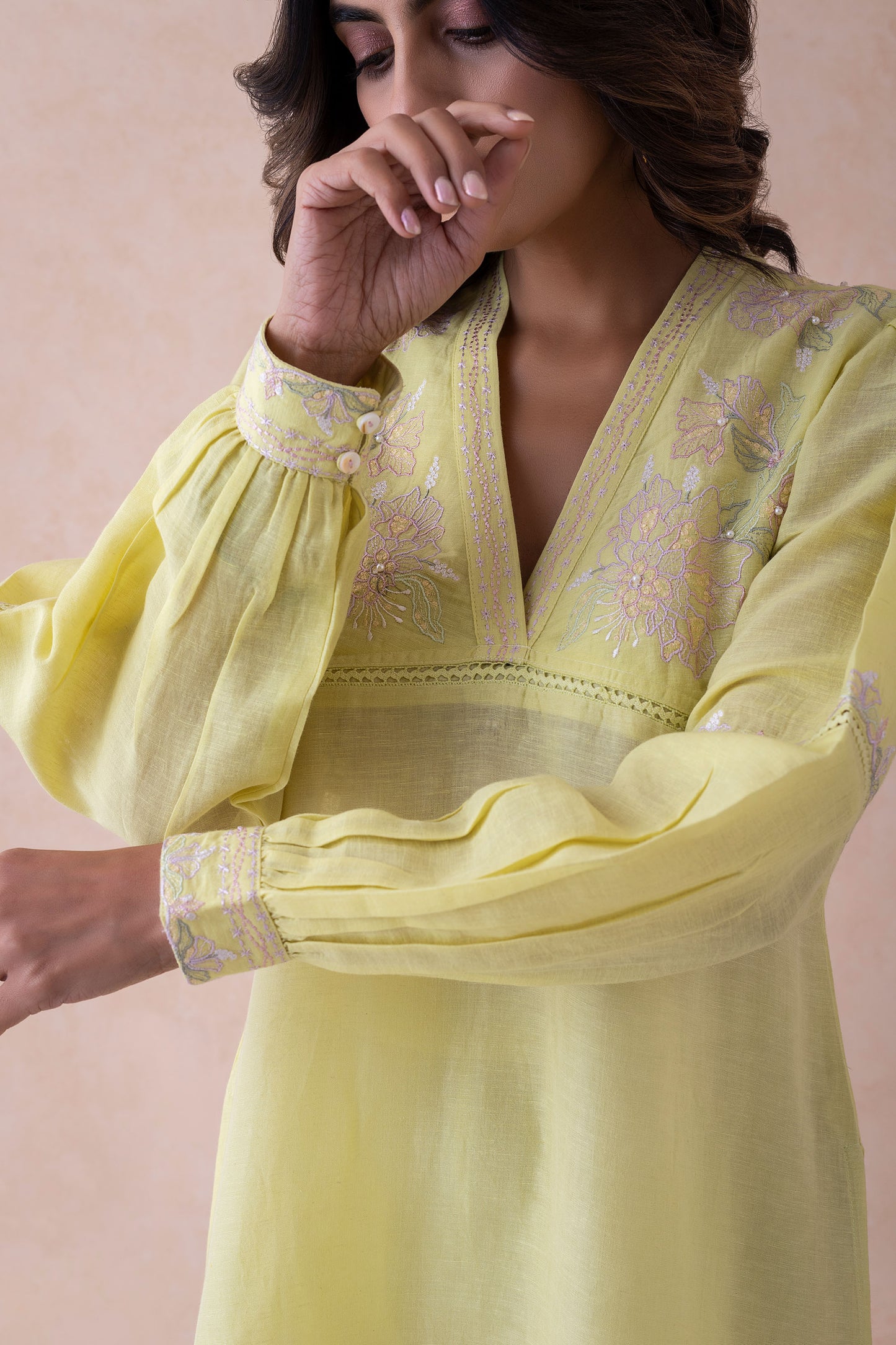 Anya Elegant Linen & Cotton with Intricate Machine & Handwork