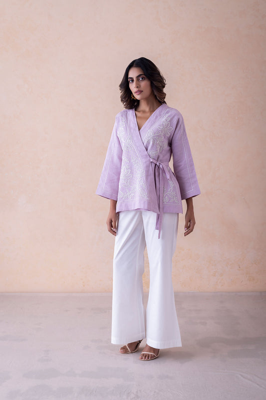 Manya Lavender Luxe Wrap Jacket Set