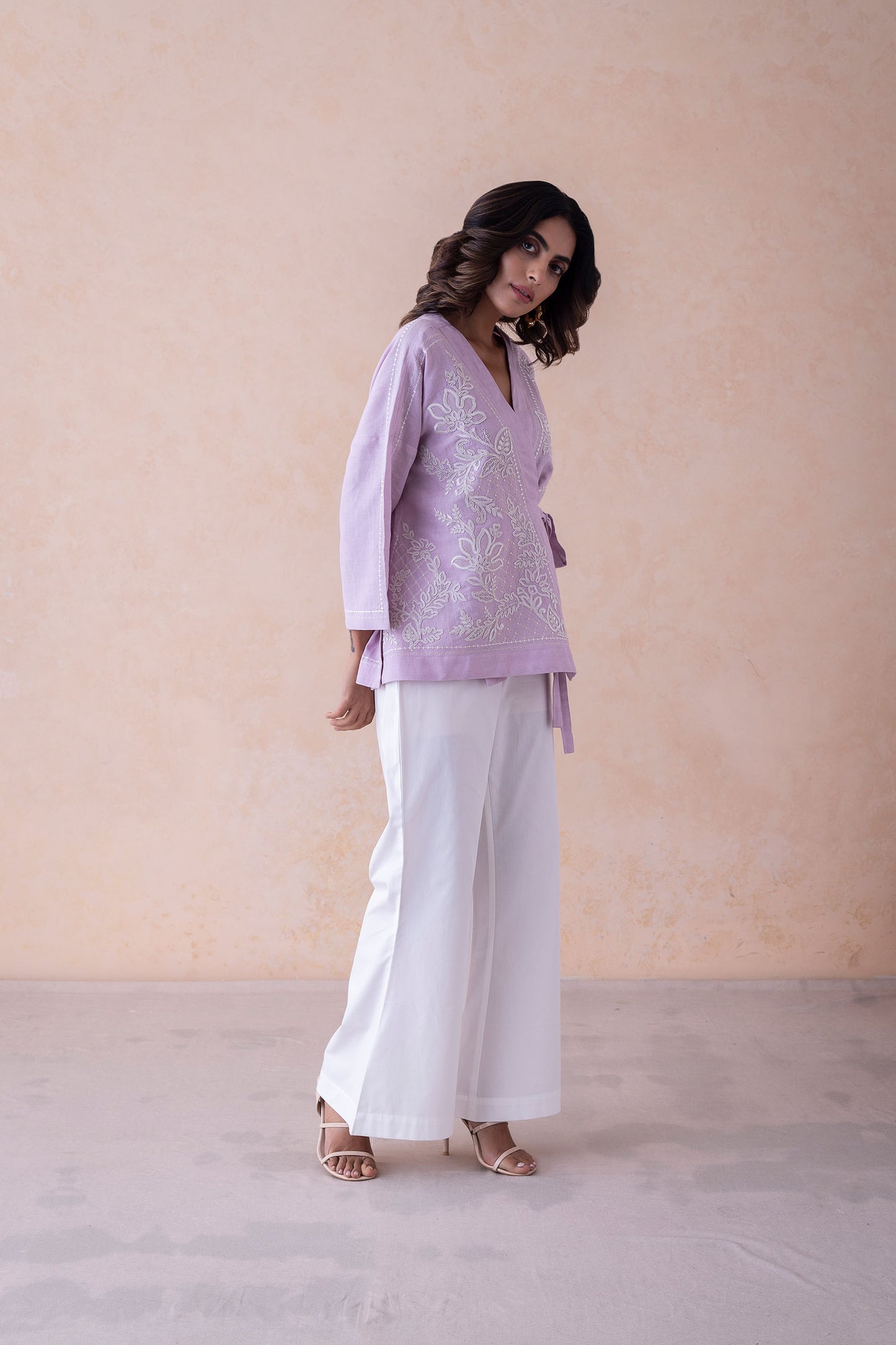 Manya Lavender Luxe Wrap Jacket Set