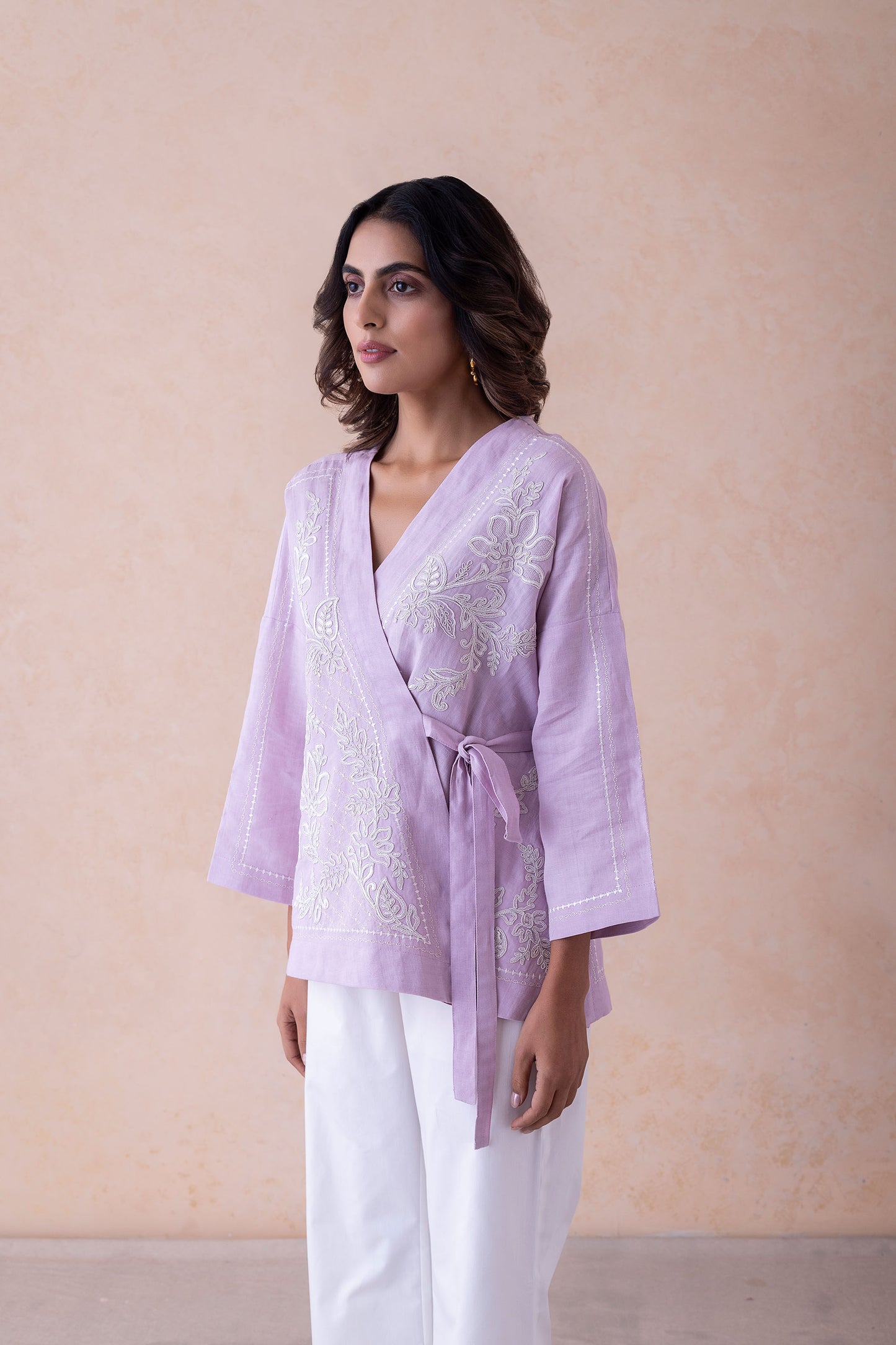 Manya Lavender Luxe Wrap Jacket Set