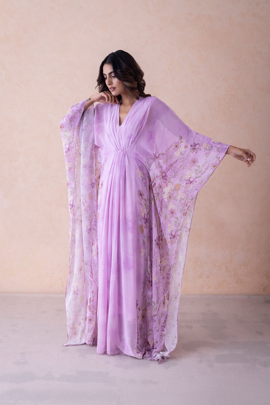 Dua Ethereal Lavender Floral Kaftan Ensemble