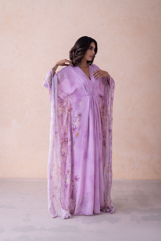 Dua Ethereal Lavender Floral Kaftan Ensemble