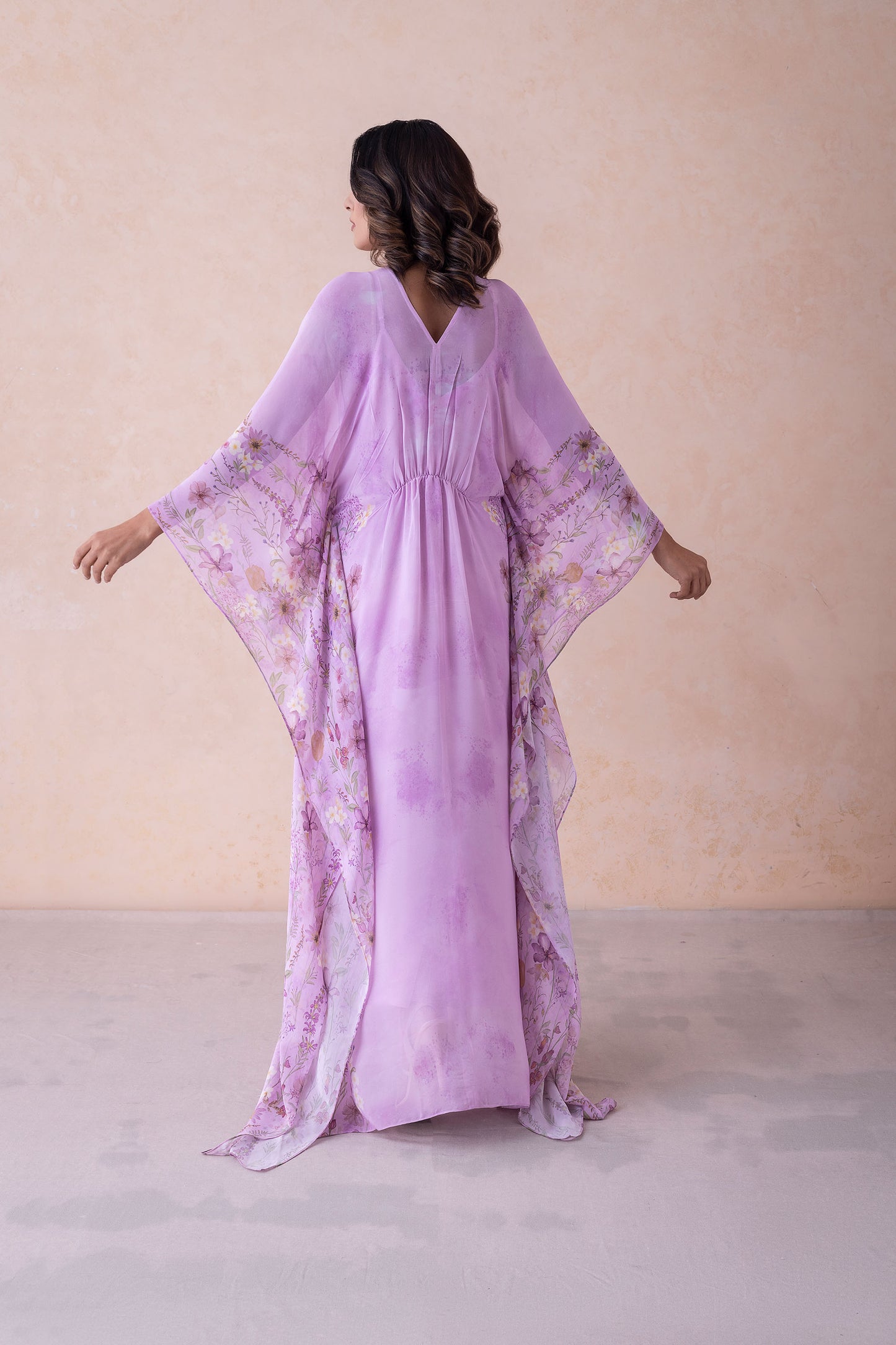Dua Ethereal Lavender Floral Kaftan Ensemble