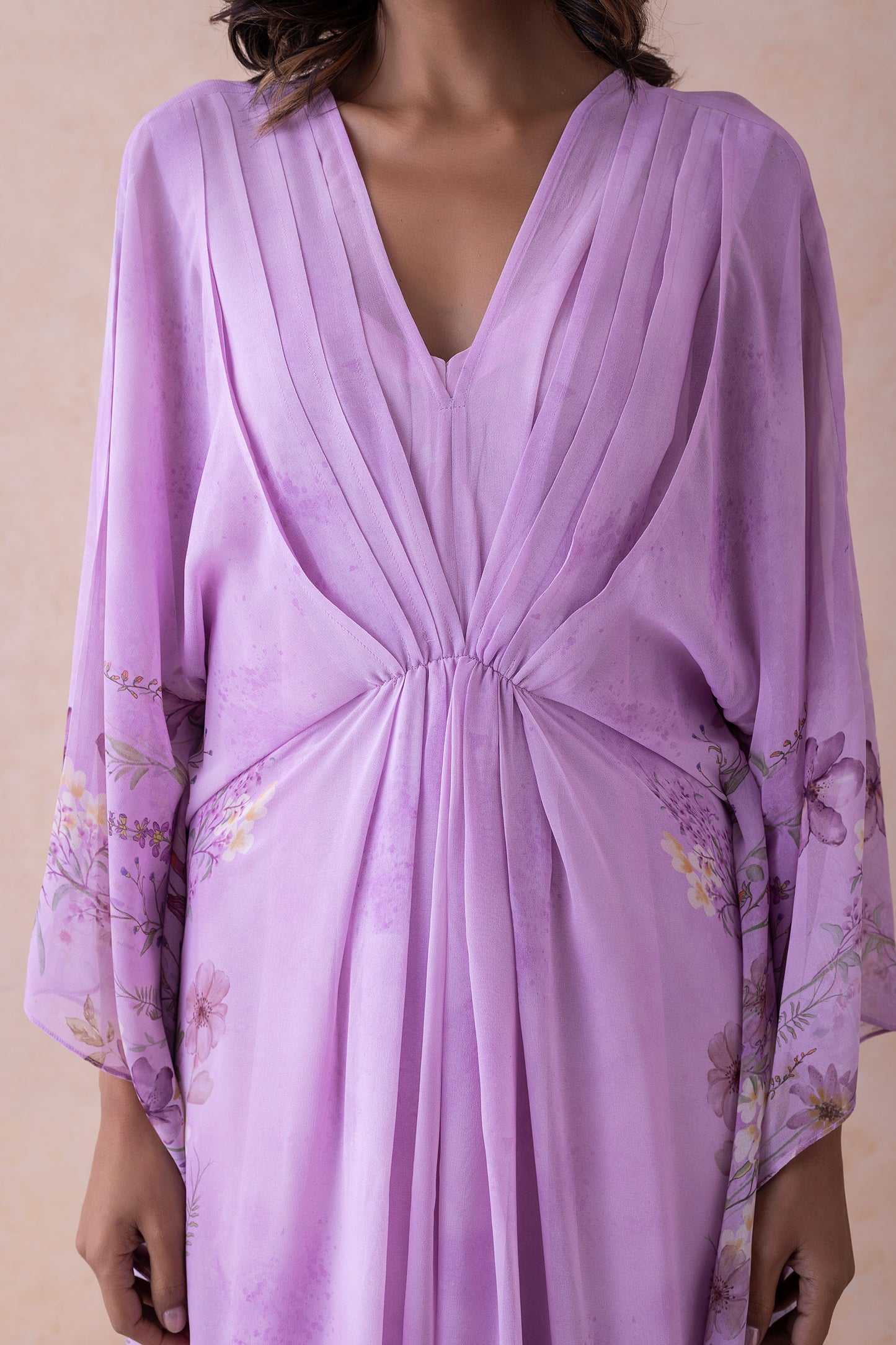 Dua Ethereal Lavender Floral Kaftan Ensemble