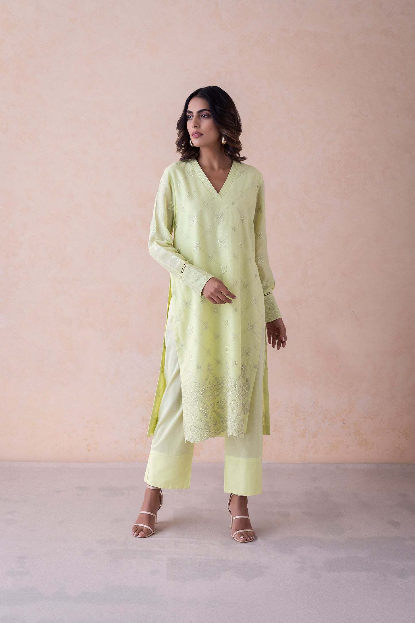 Sahara Lime Glow Embroidered Set