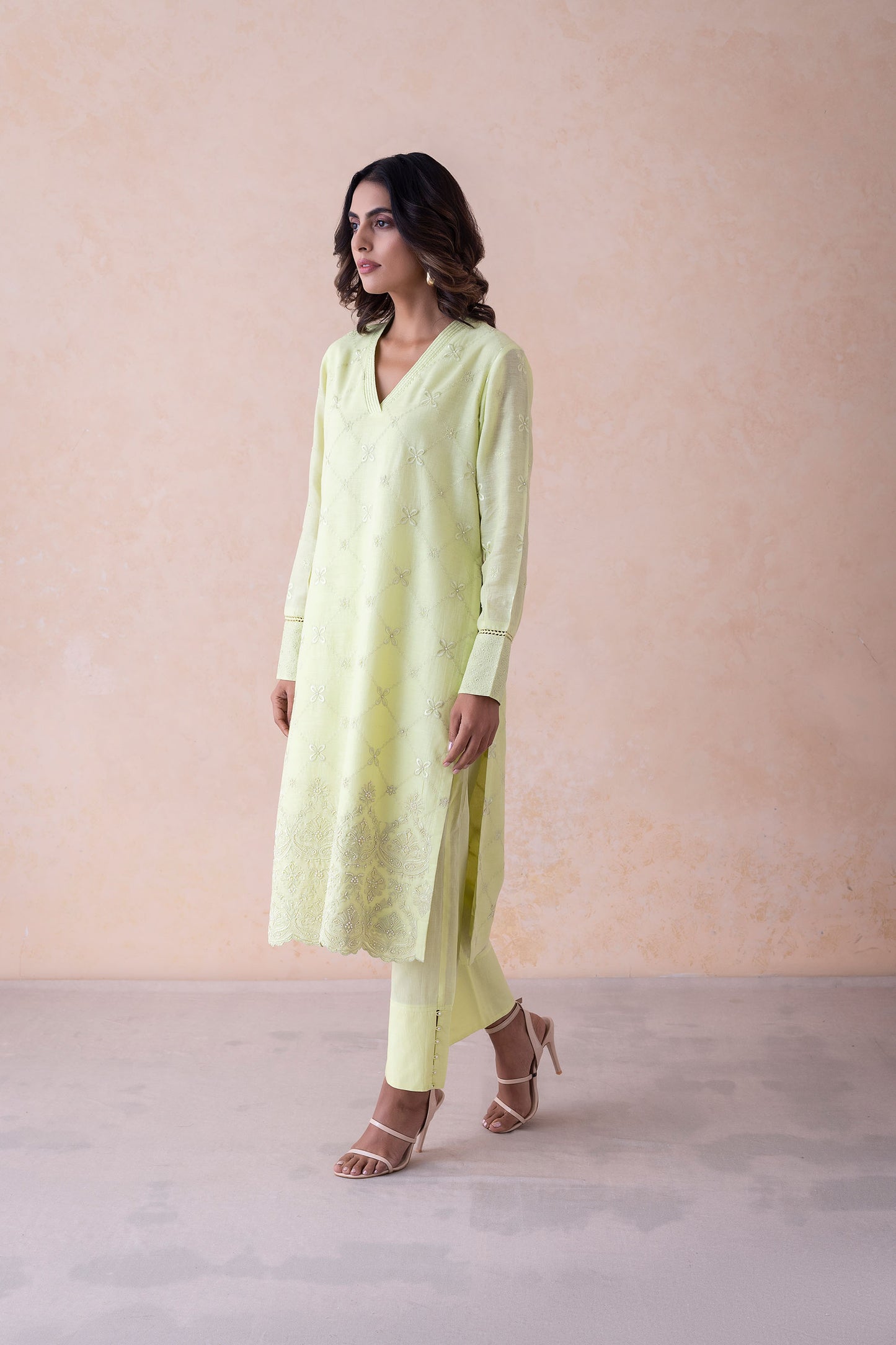 Sahara Lime Glow Embroidered Set