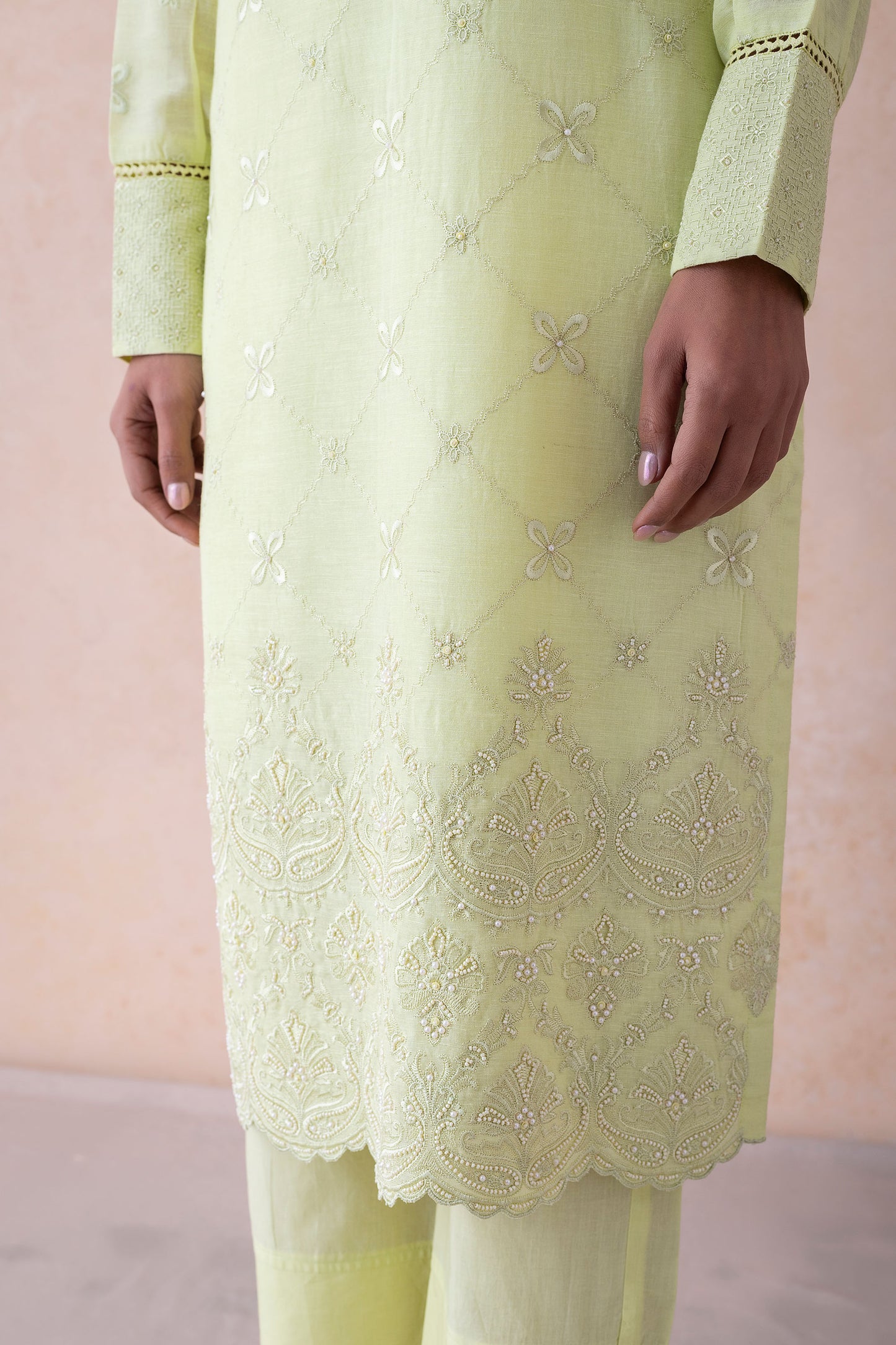 Sahara Lime Glow Embroidered Set