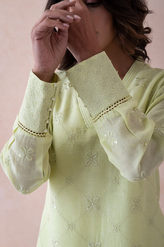 Sahara Lime Glow Embroidered Set