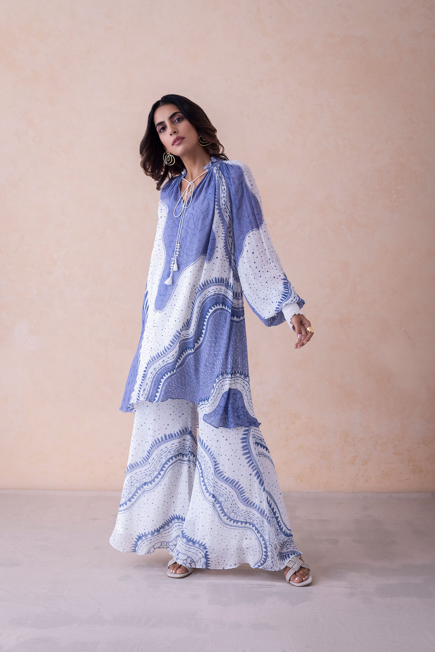 Aari Delicate Tassels Wave-Print Co-ord Set