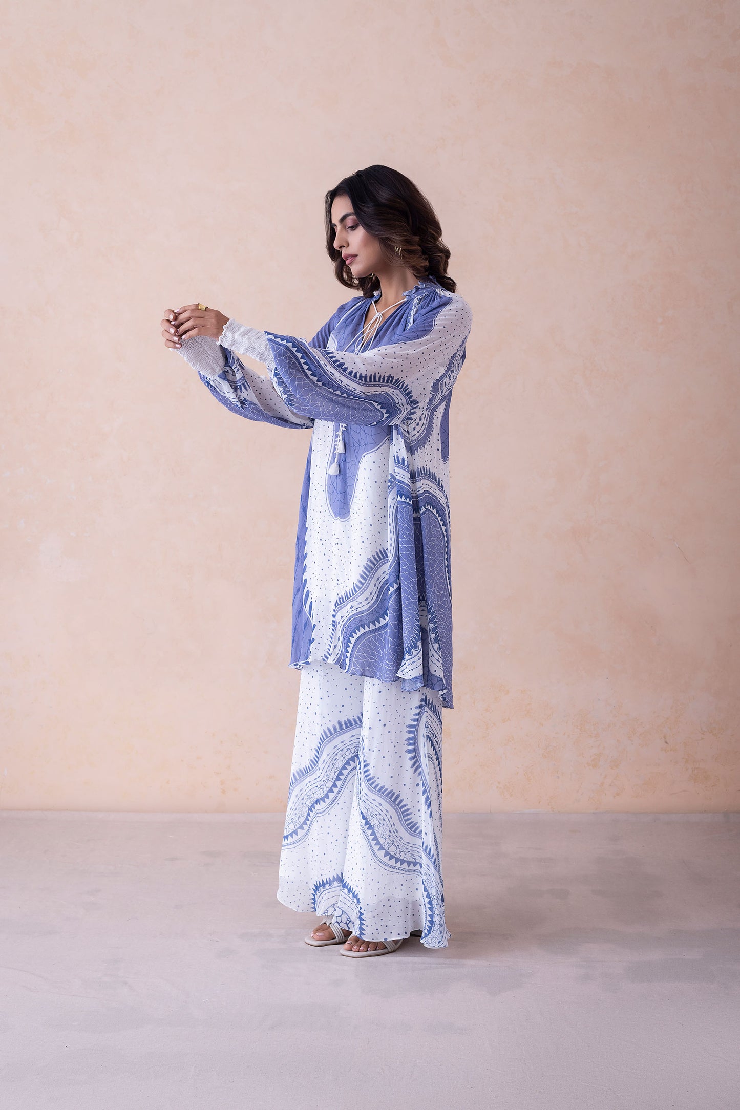 Aari Delicate Tassels Wave-Print Co-ord Set