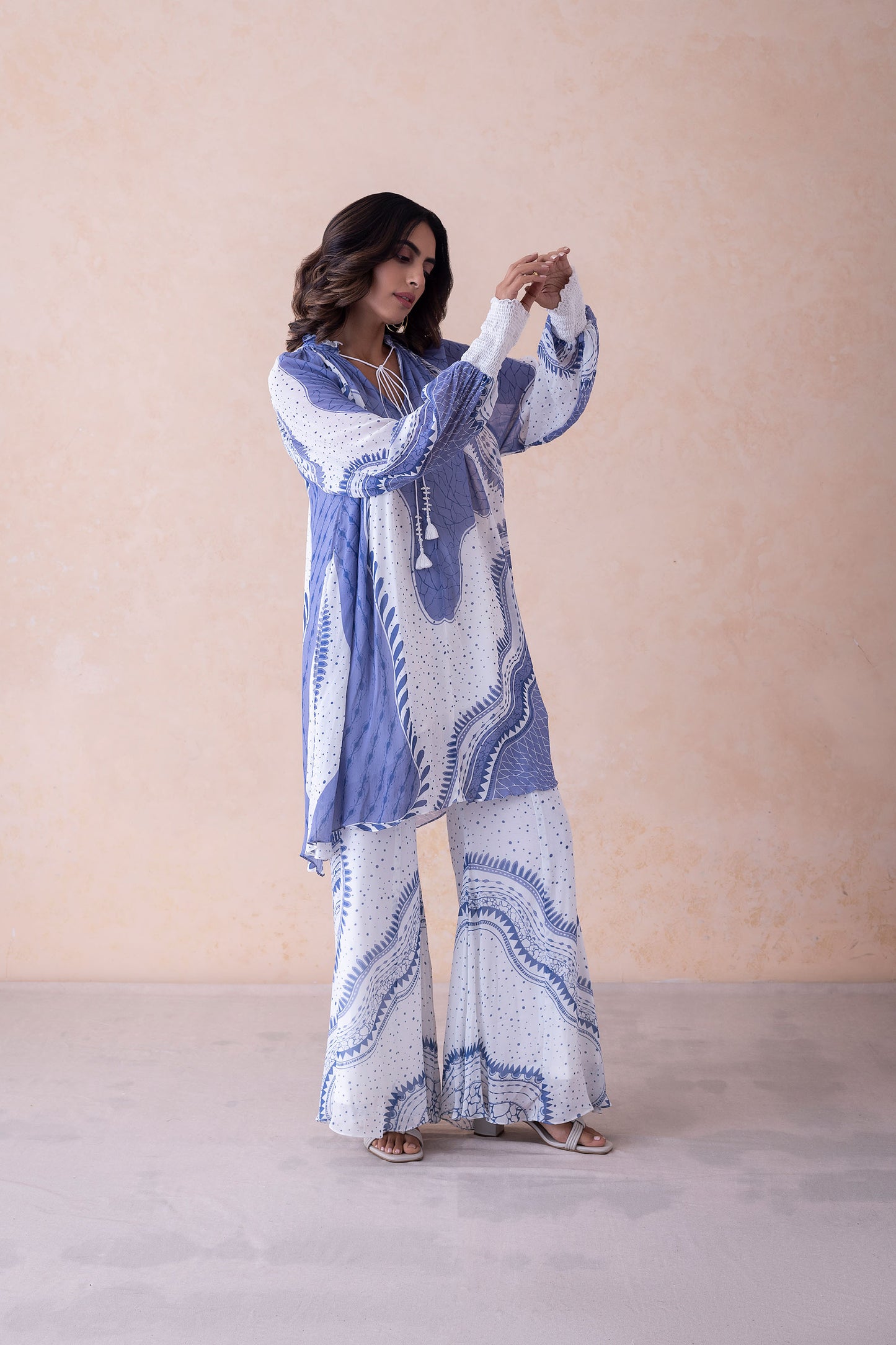 Aari Delicate Tassels Wave-Print Co-ord Set