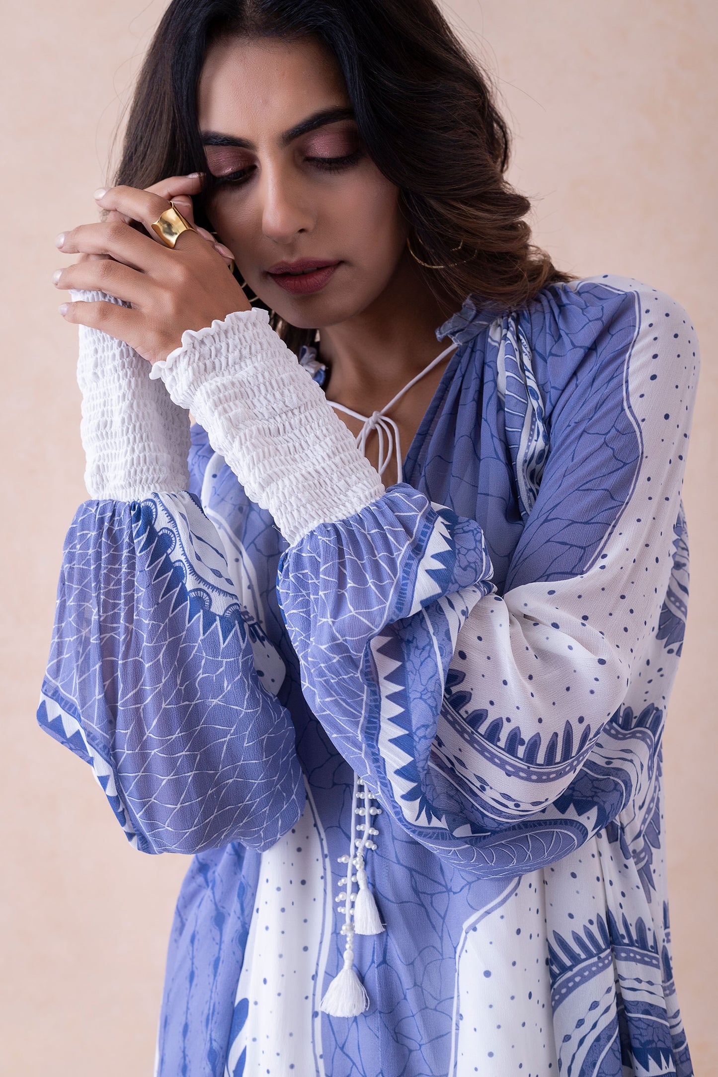 Aari Delicate Tassels Wave-Print Co-ord Set