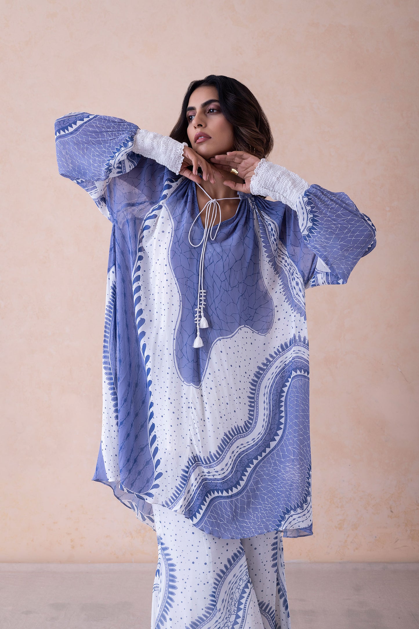 Aari Delicate Tassels Wave-Print Co-ord Set