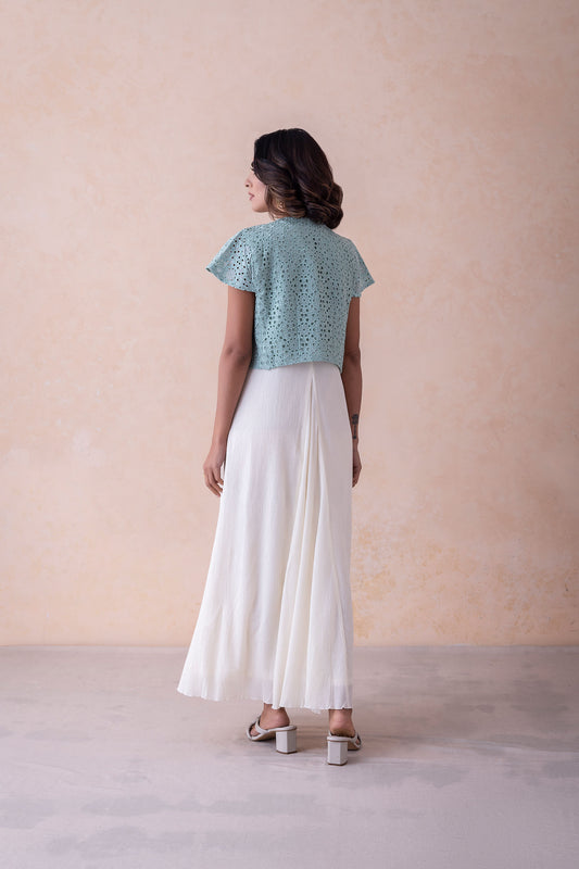 MIRA Bamber A-Line Dress with Cropped Floral embroidery Jacket