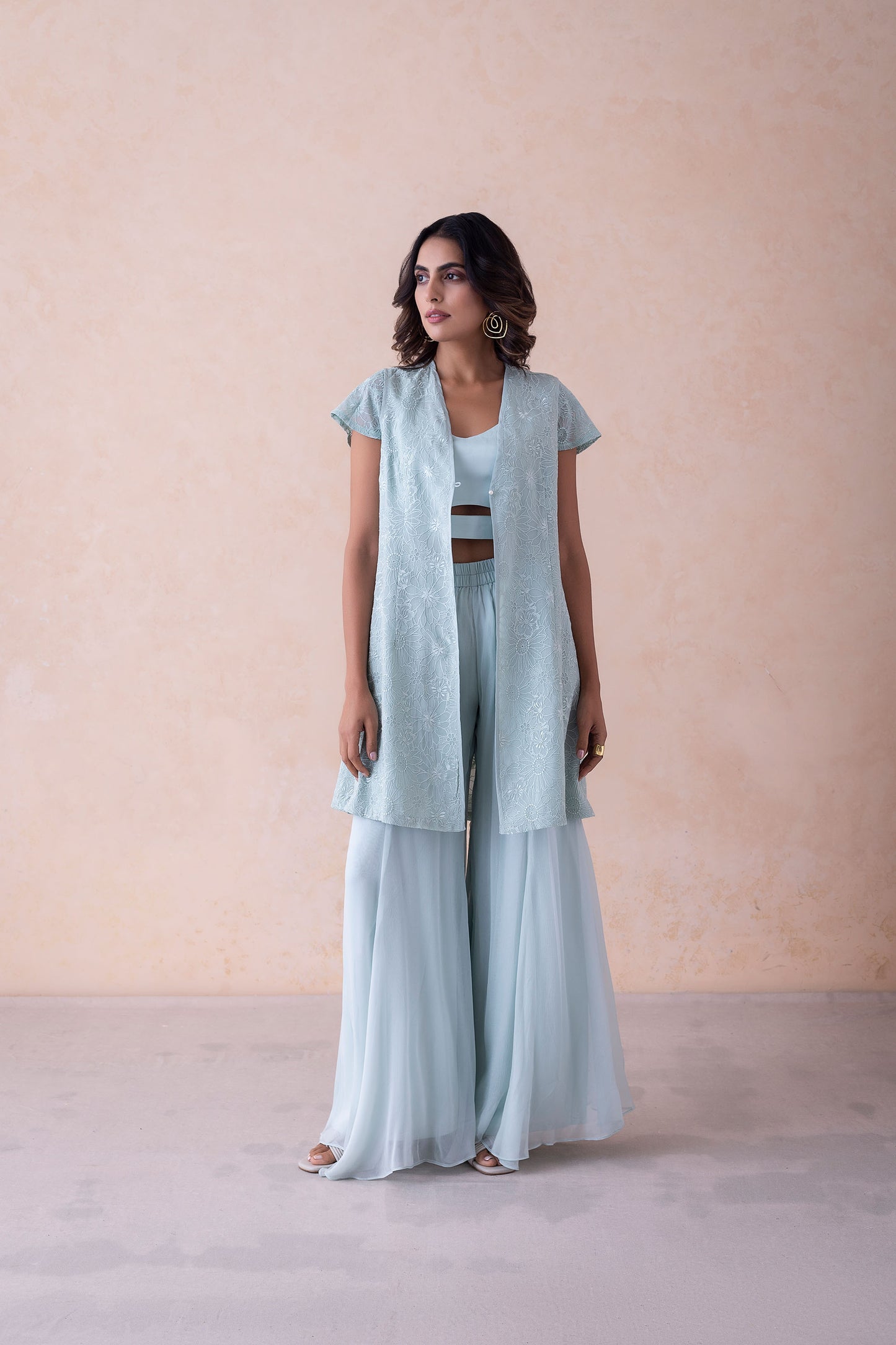 Amari Baby Blue Silk Sharara