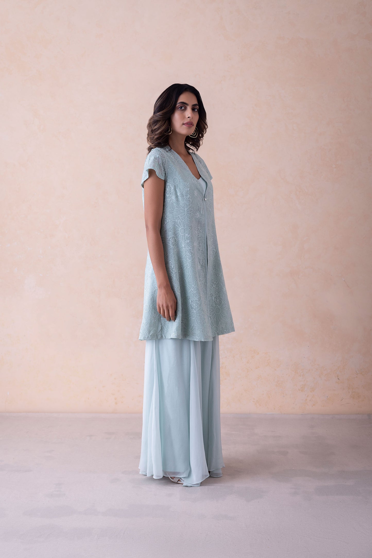 Amari Baby Blue Silk Sharara