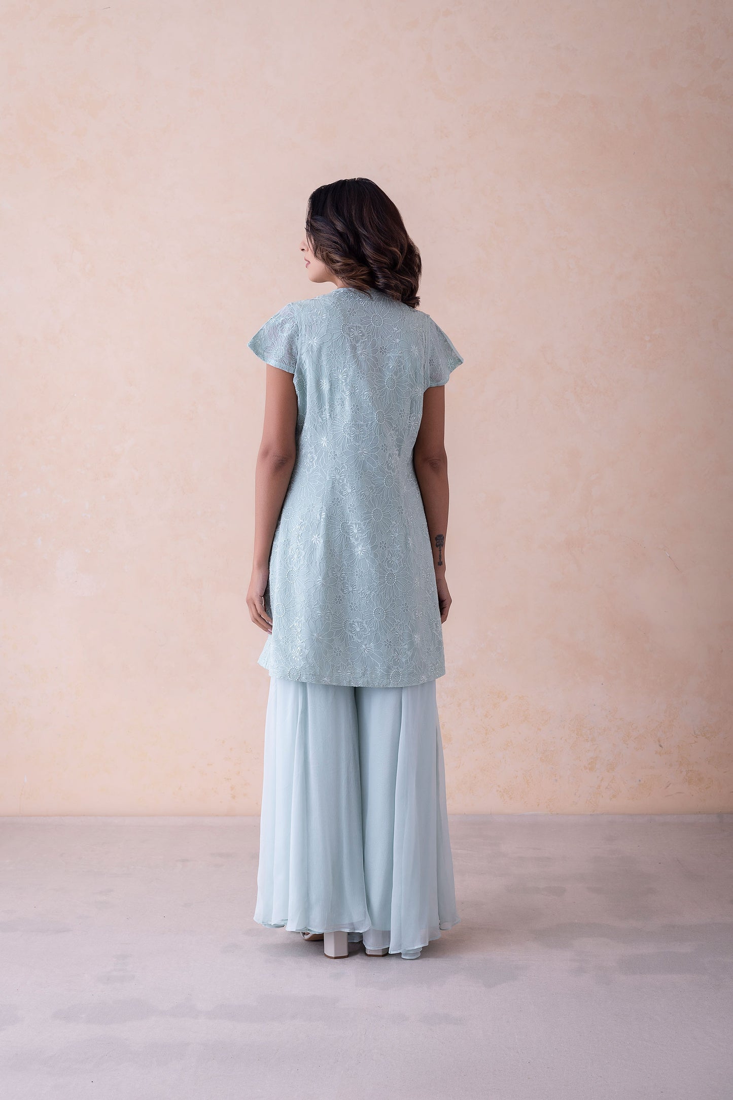 Amari Baby Blue Silk Sharara