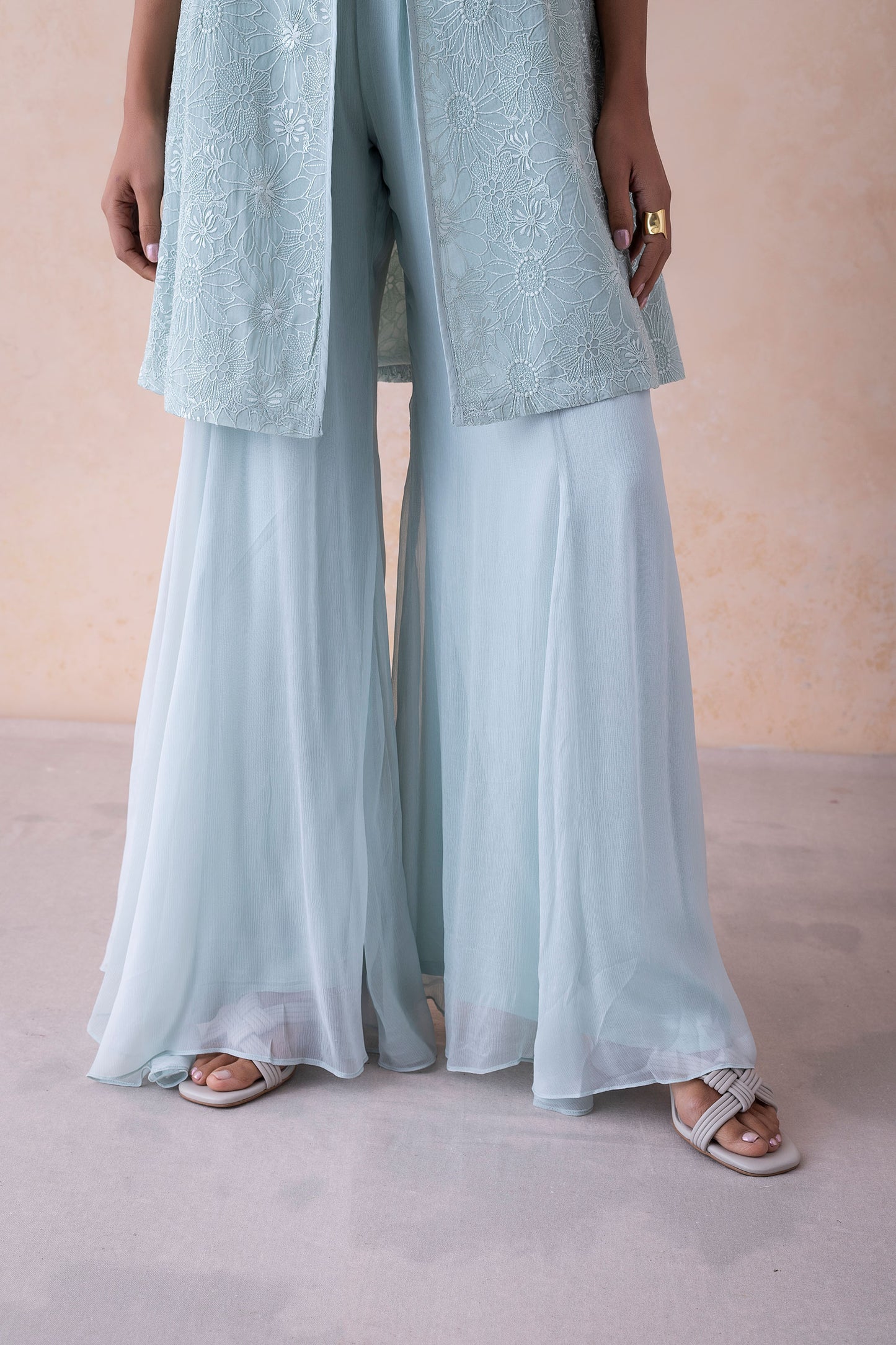 Amari Baby Blue Silk Sharara