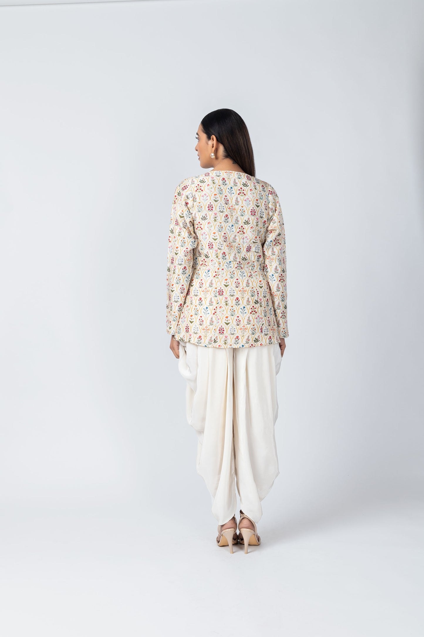 Mirza Handwork Mirza Jacket Set with Ivory Dhoti