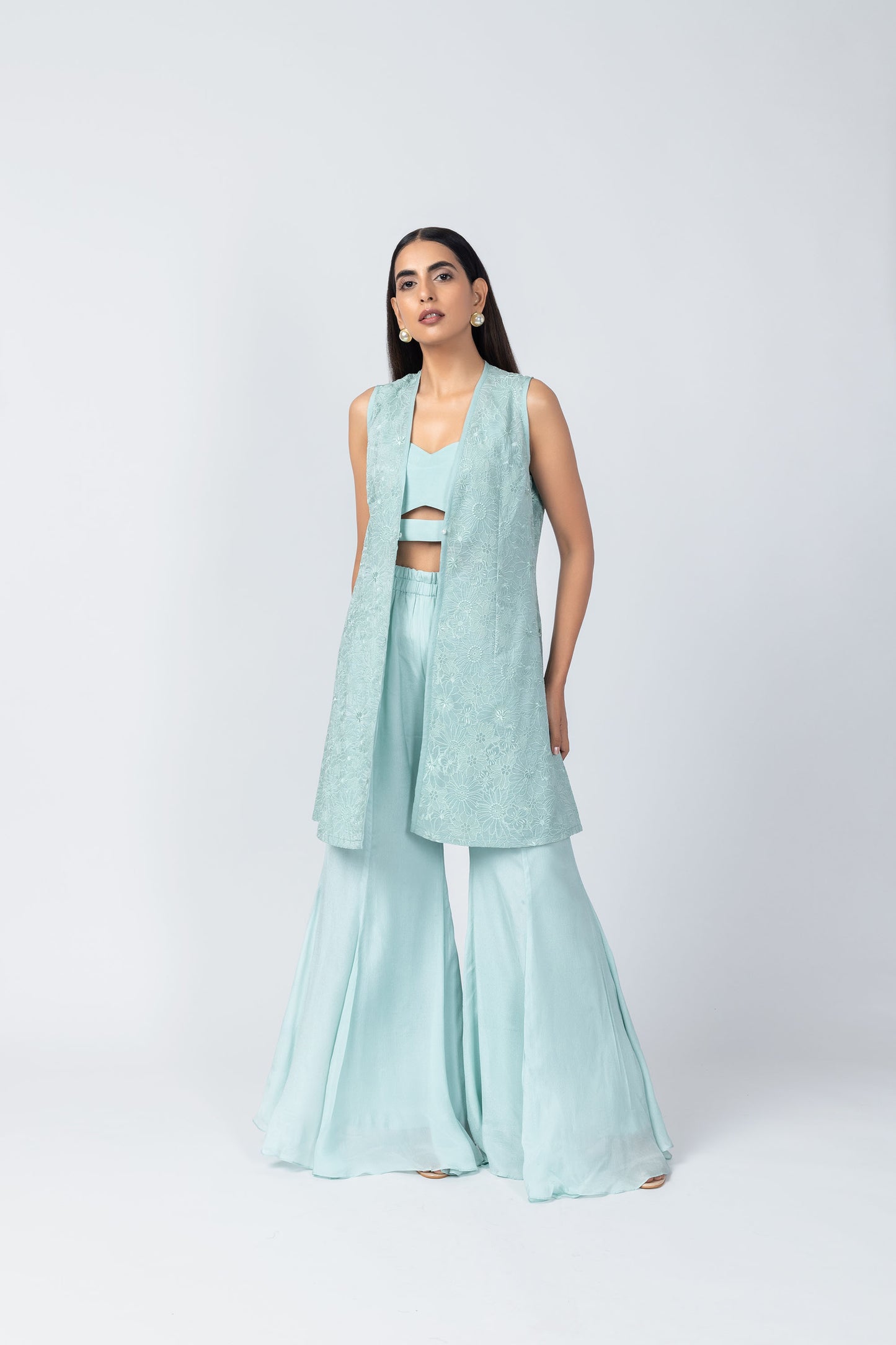 Amari Baby Blue Silk Sharara