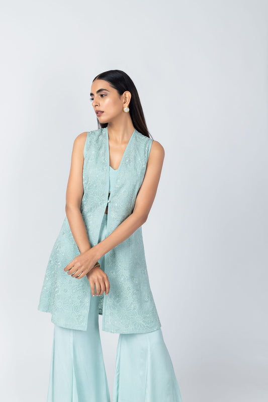 Amari Baby Blue Silk Sharara