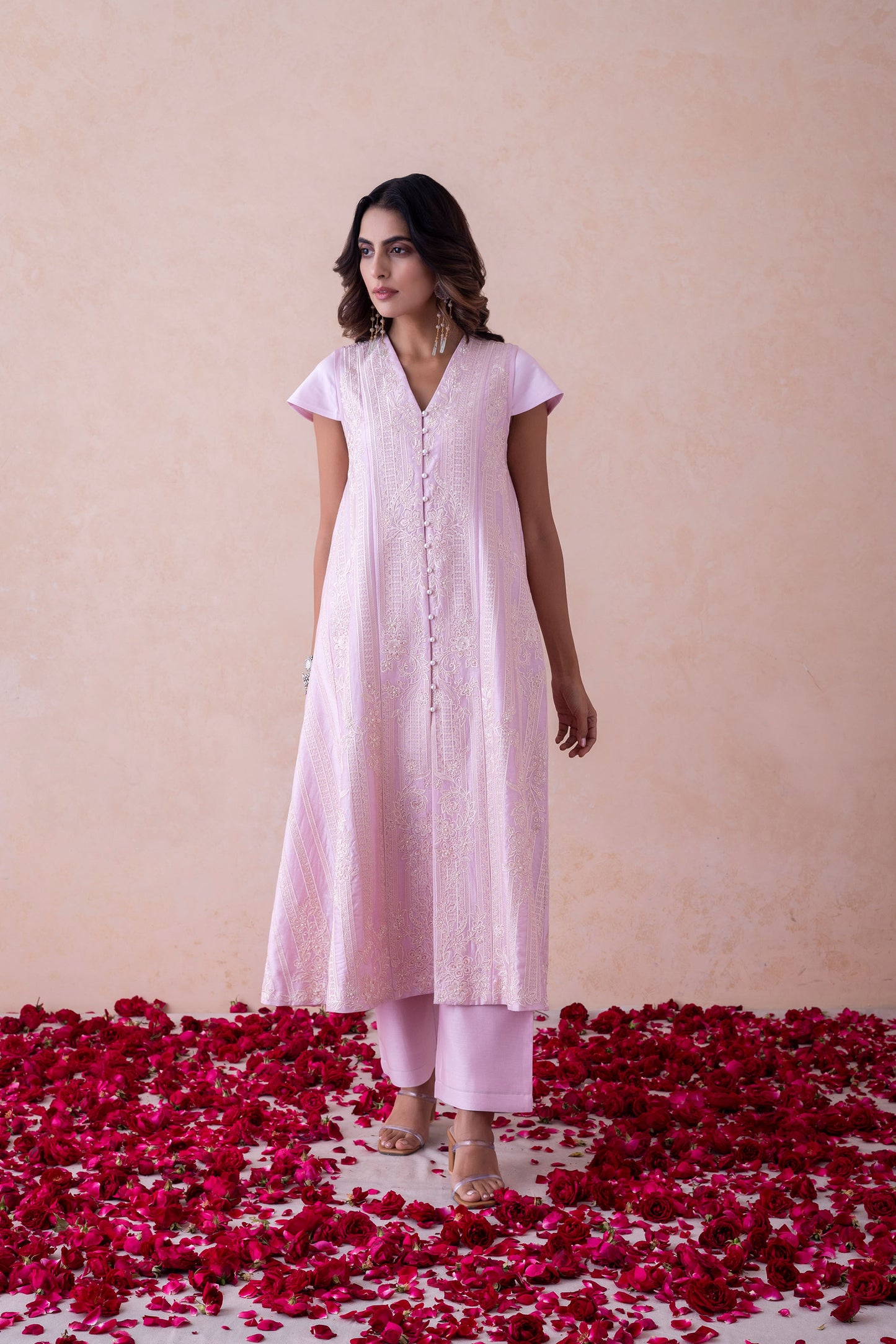 Sukoon Ethereal Blush Handcrafted Chanderi Set