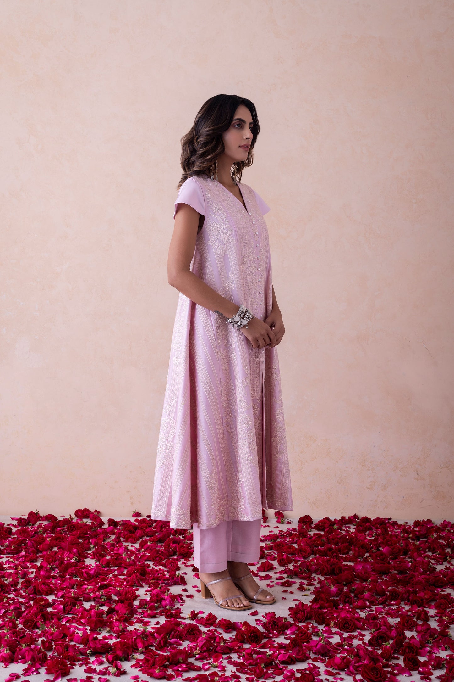 Sukoon Ethereal Blush Handcrafted Chanderi Set