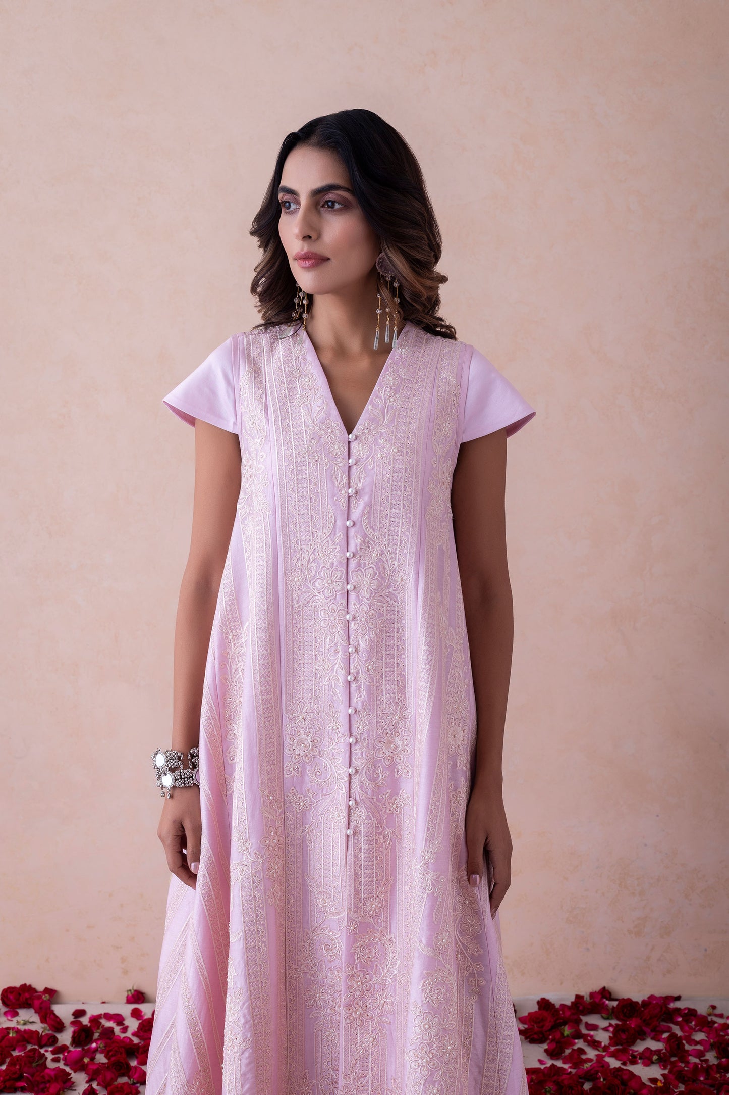 Sukoon Ethereal Blush Handcrafted Chanderi Set