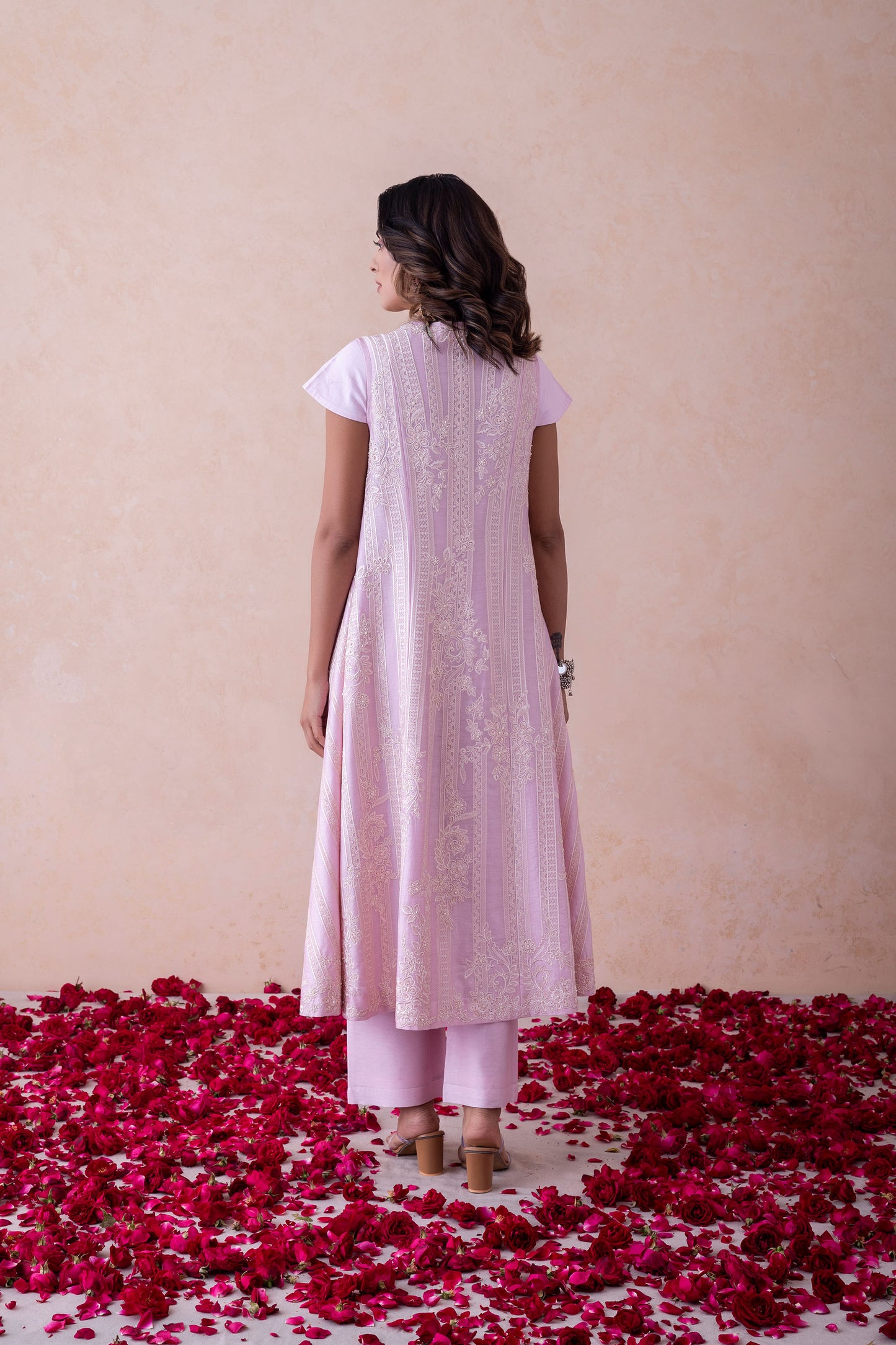 Sukoon Ethereal Blush Handcrafted Chanderi Set