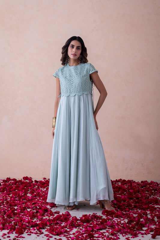 Maia - sleeves Ethereal Elegance Schiffli Dress