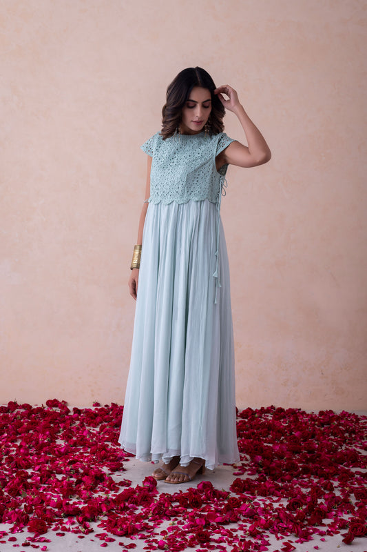 Maia - sleeves Ethereal Elegance Schiffli Dress