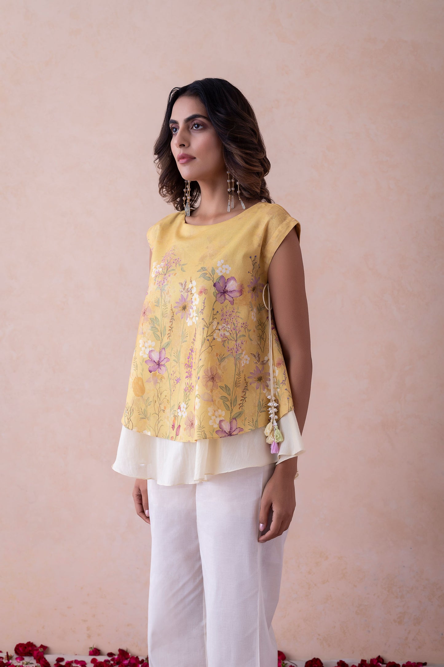 Mrigya Top Floral Yellow A-Line Top