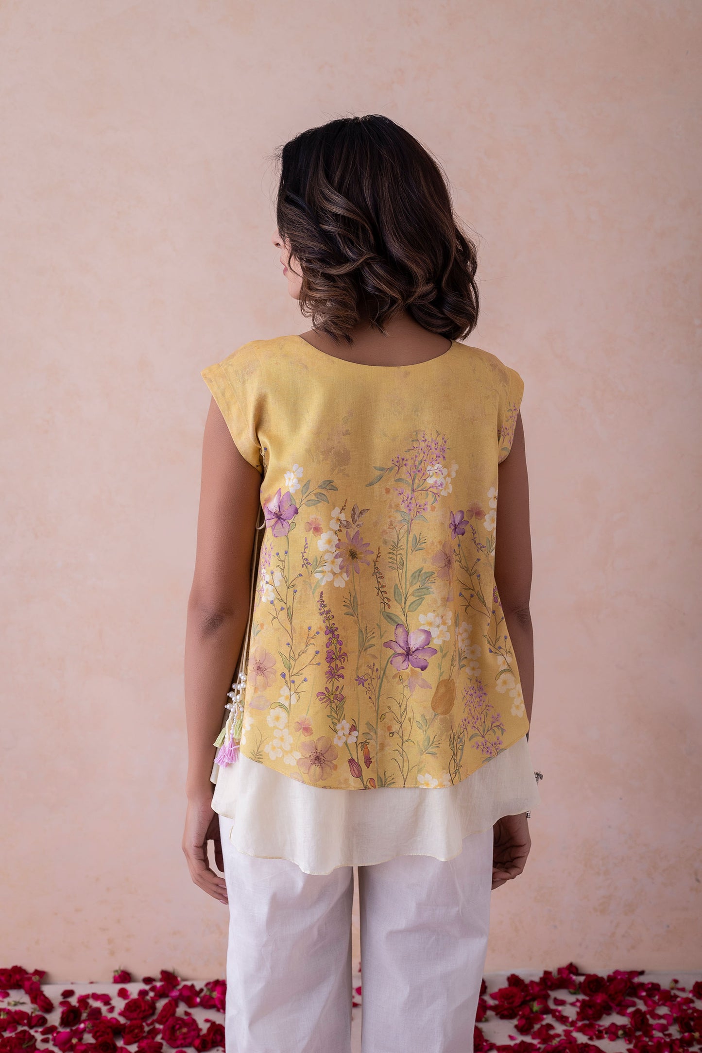 Mrigya Top Floral Yellow A-Line Top