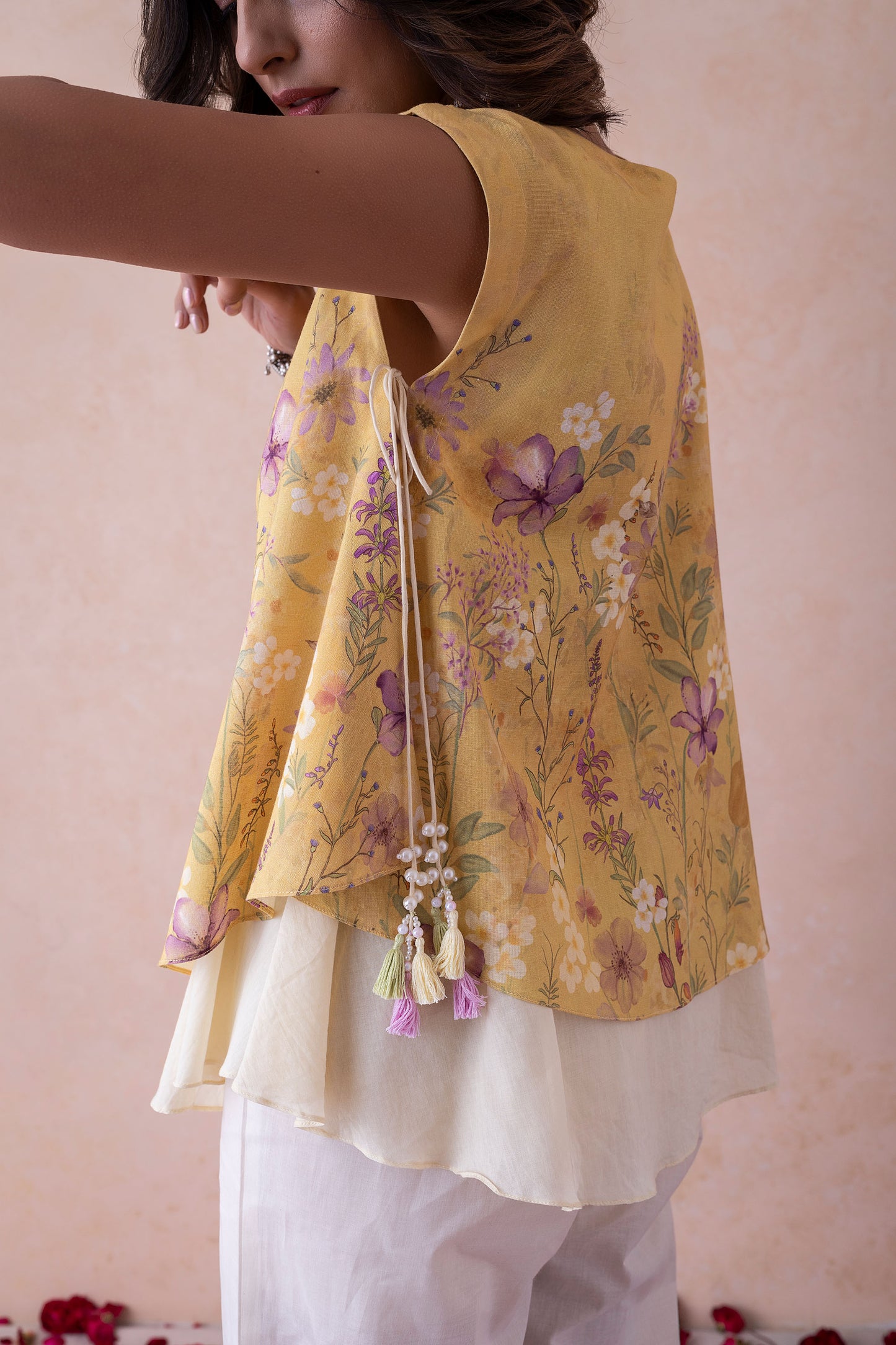 Mrigya Top Floral Yellow A-Line Top