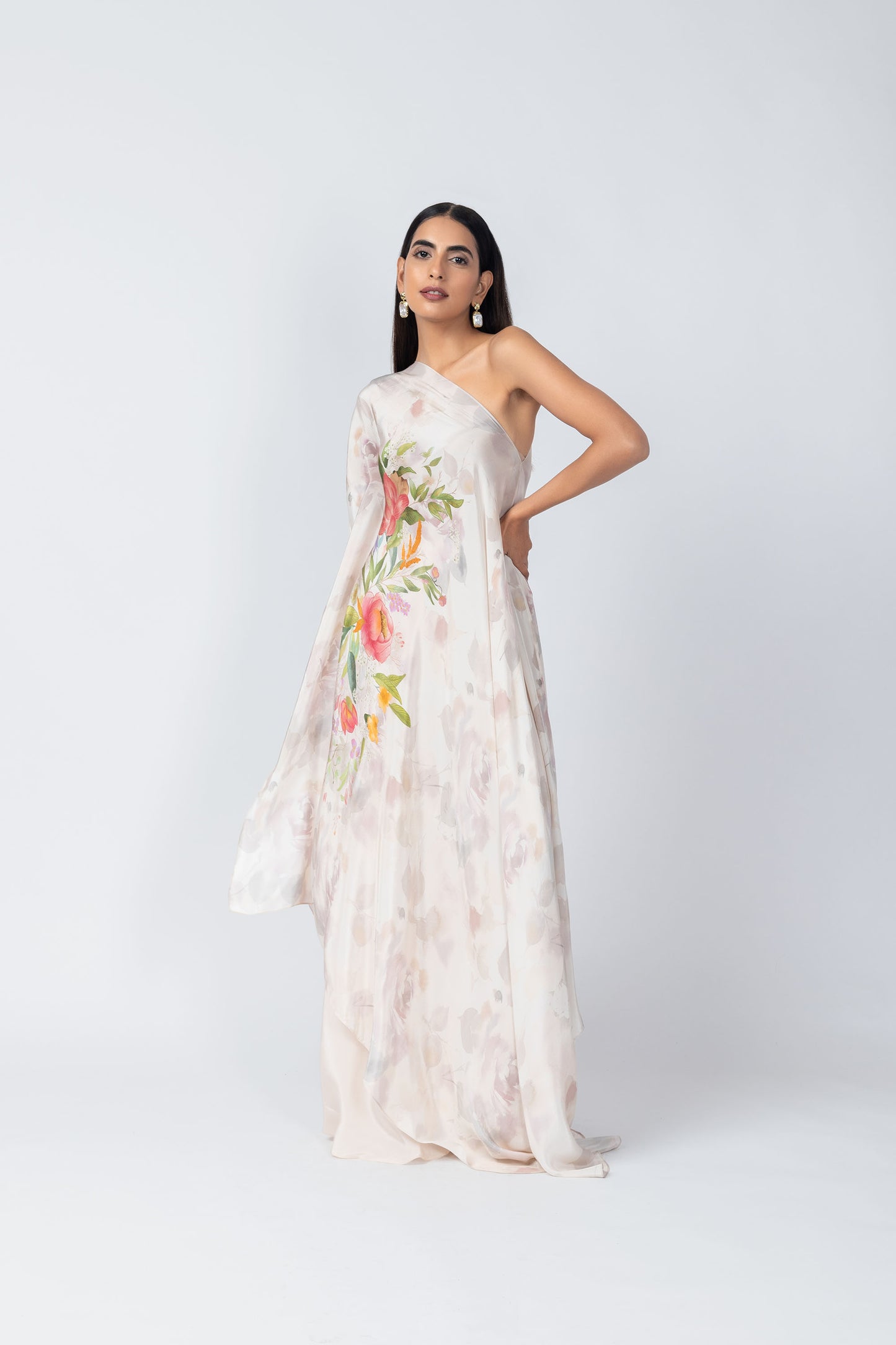 Afreen Flowy Floral Tunic & Ivory Palazzo Set