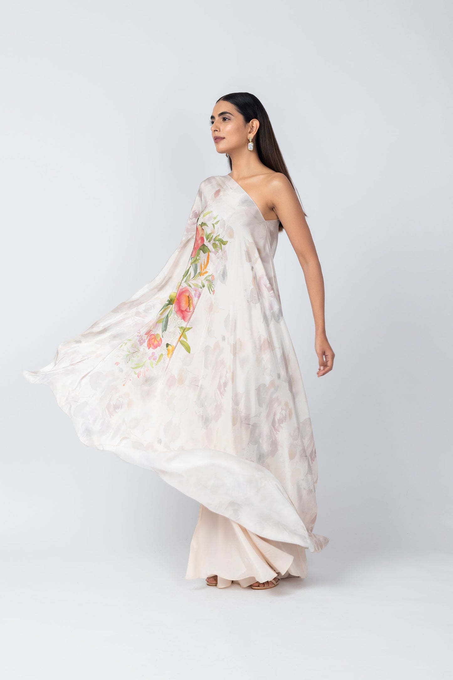 Afreen Flowy Floral Tunic & Ivory Palazzo Set