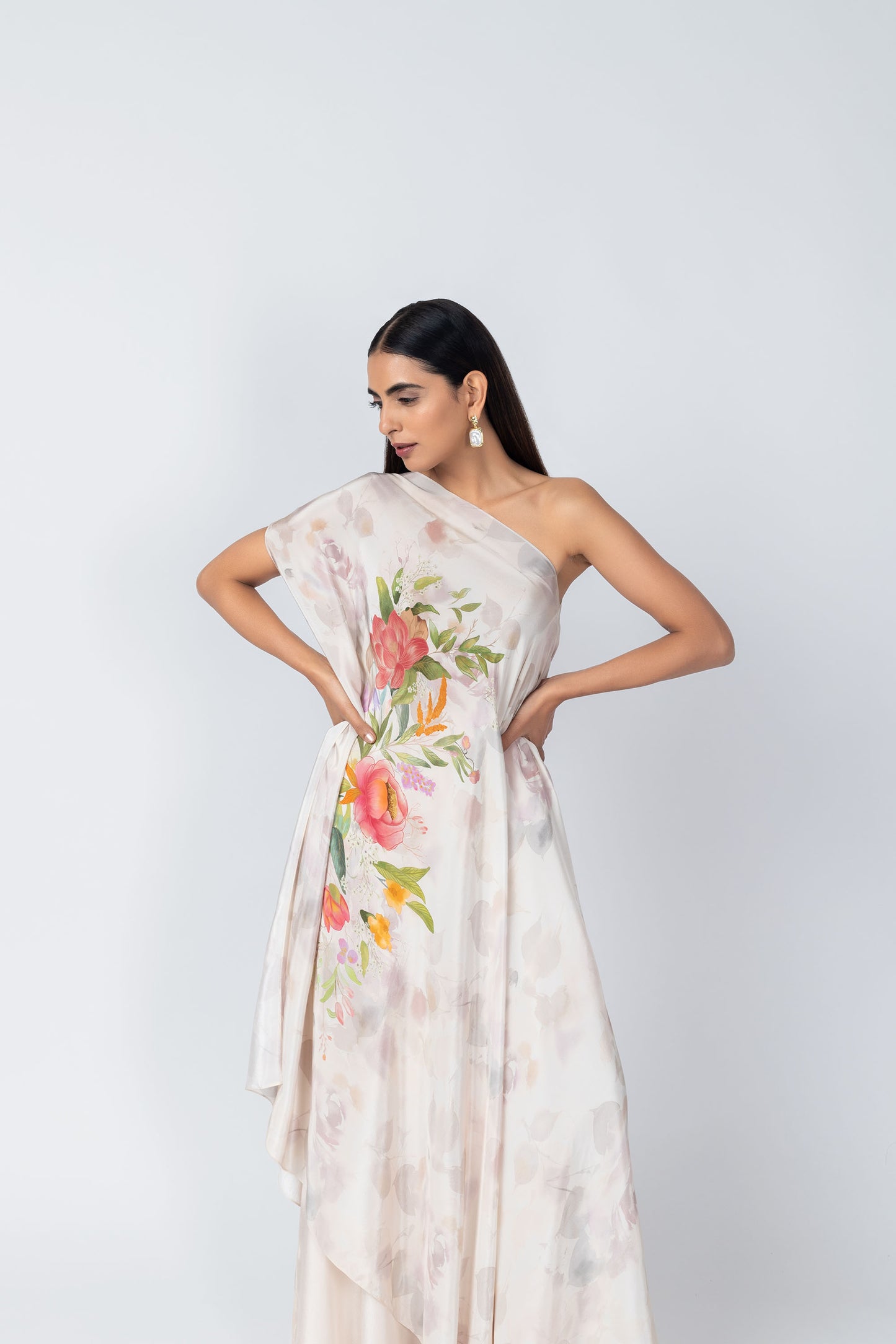 Afreen Flowy Floral Tunic & Ivory Palazzo Set
