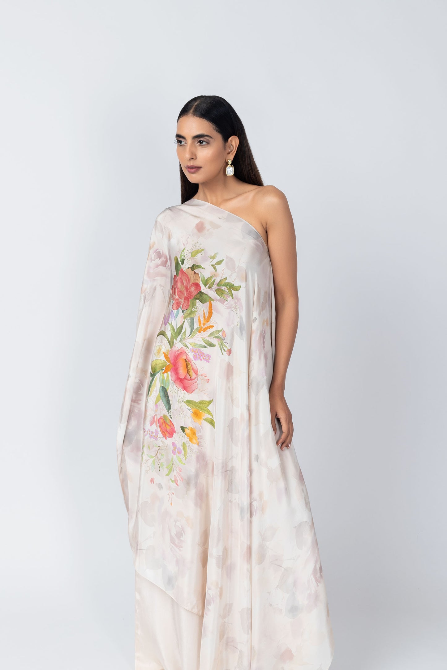 Afreen Flowy Floral Tunic & Ivory Palazzo Set