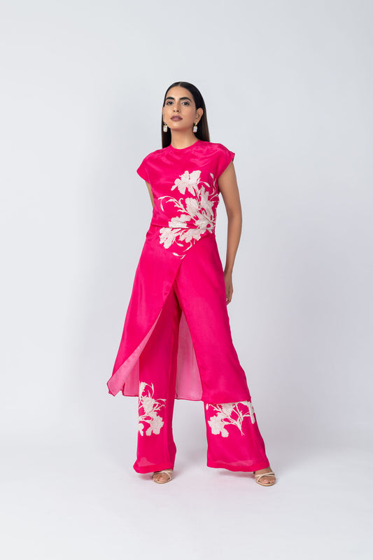 Alia Hot Pink Crepe Tunic with Pencil Pants