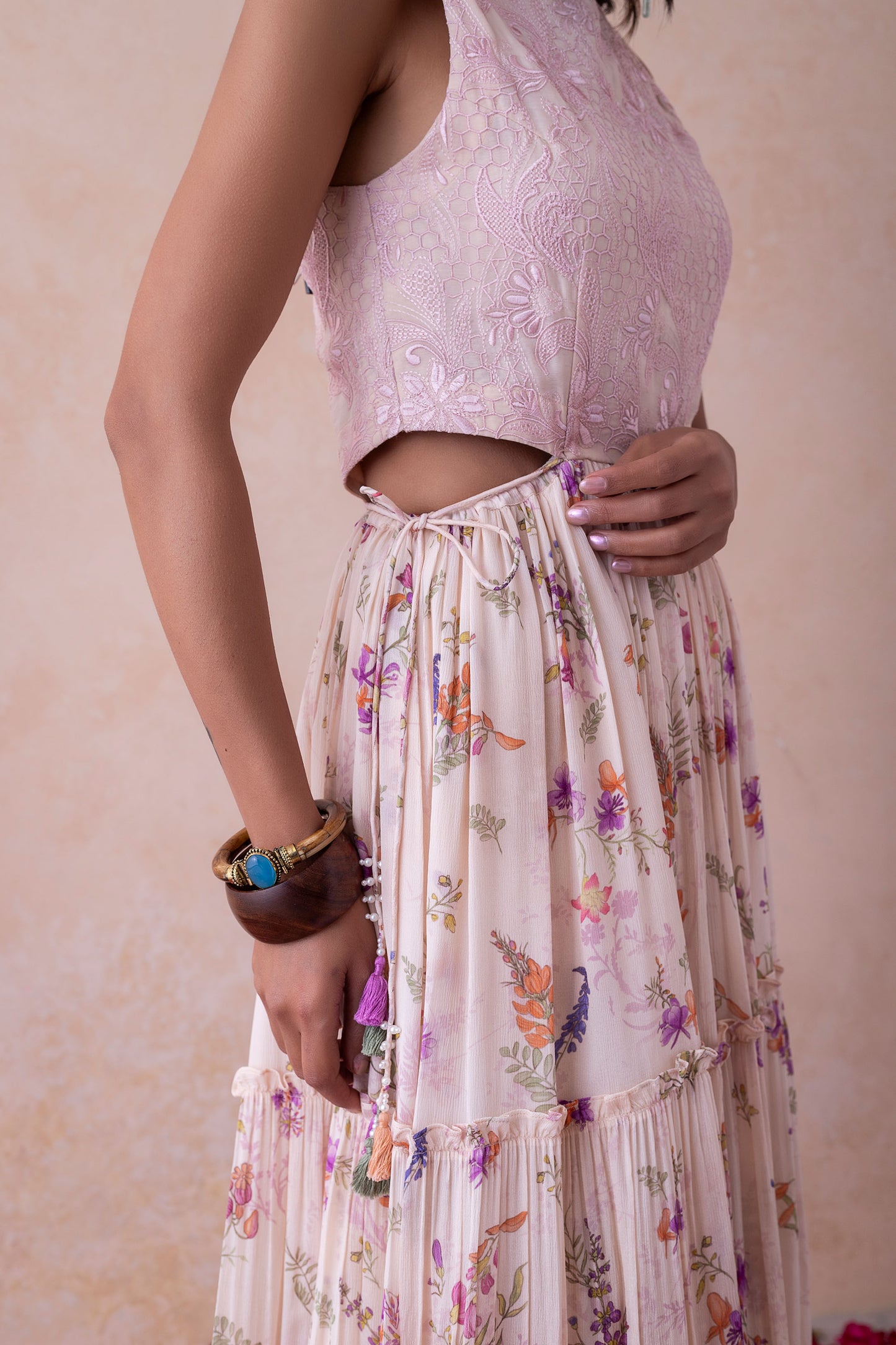 Meher Whimsical Bloom - Schiffli Organza Ensemble