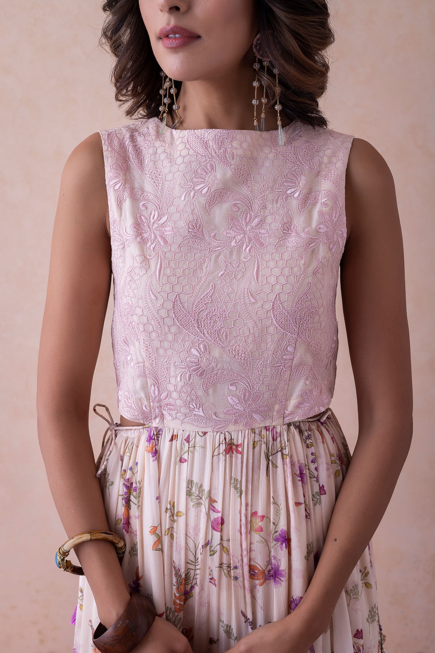 Meher Whimsical Bloom - Schiffli Organza Ensemble