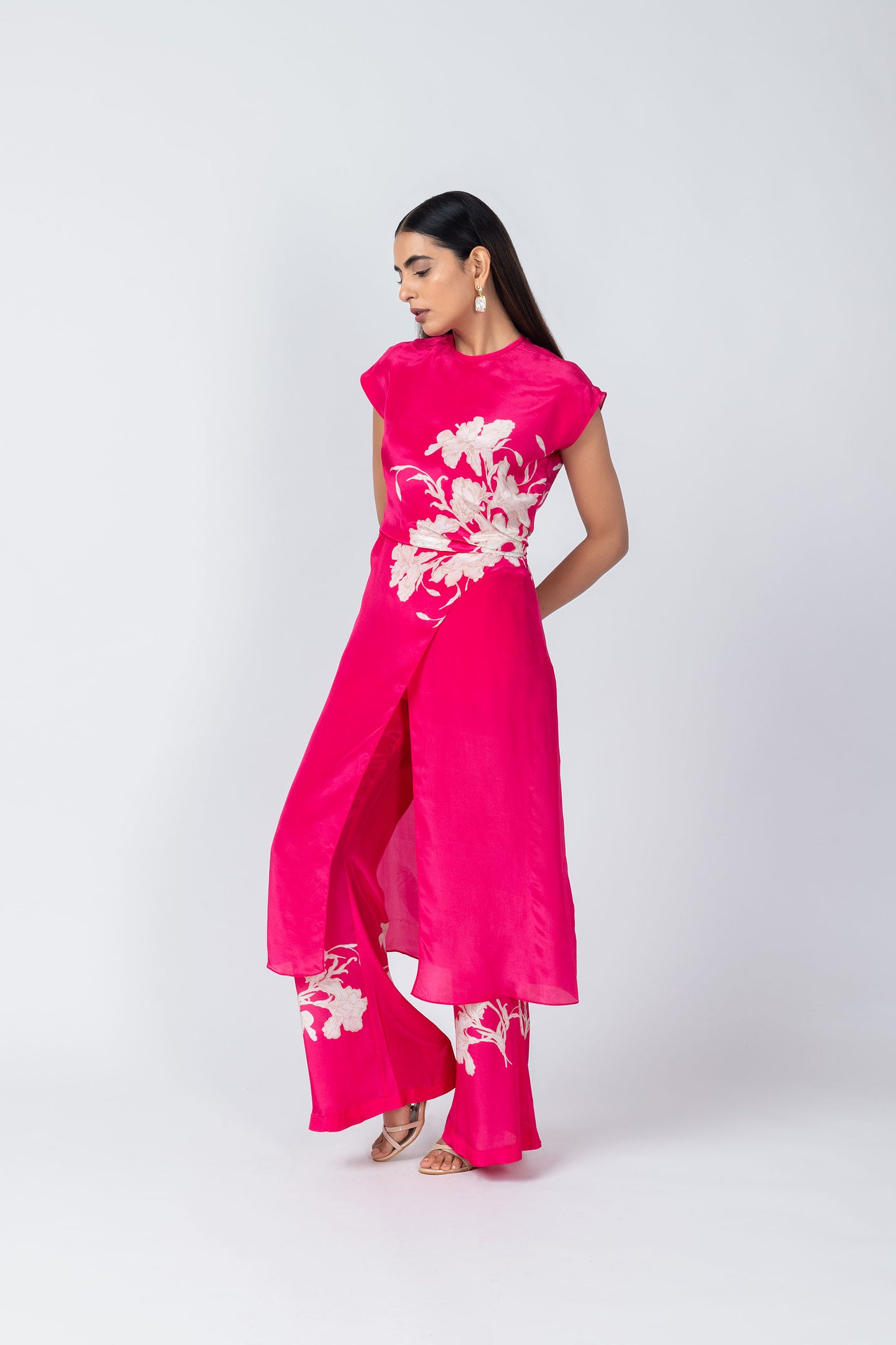 Alia Hot Pink Crepe Tunic with Pencil Pants