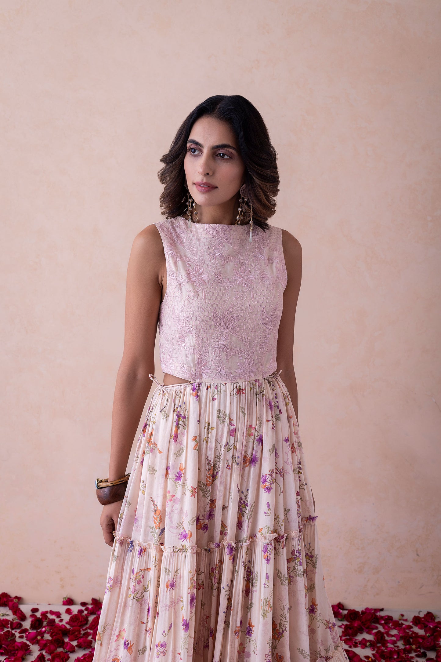 Meher Whimsical Bloom - Schiffli Organza Ensemble