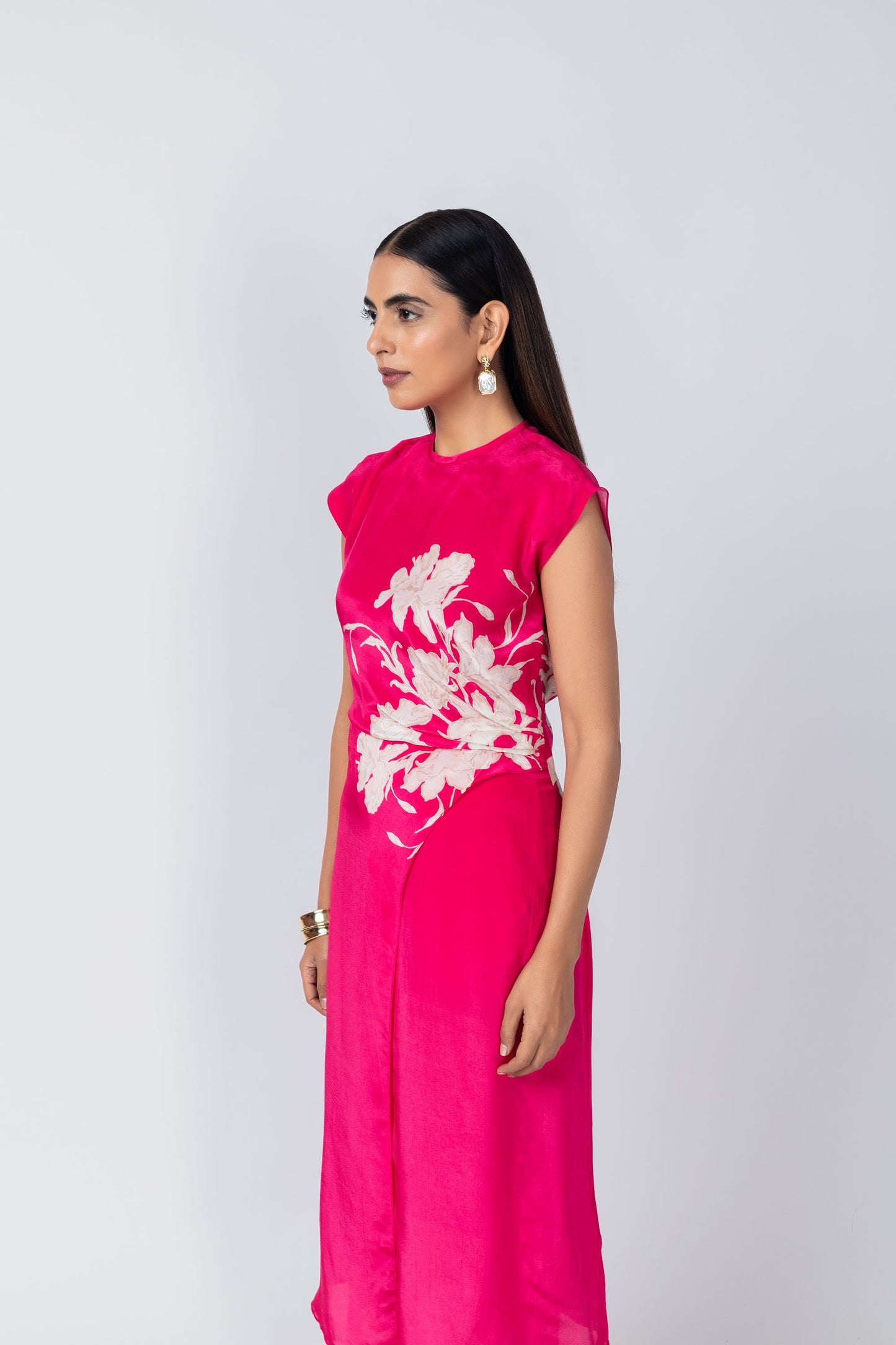 Alia Hot Pink Crepe Tunic with Pencil Pants