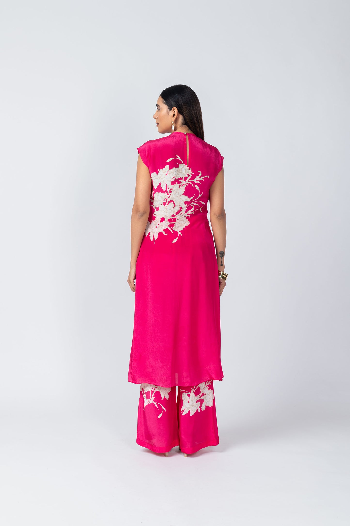 Alia Hot Pink Crepe Tunic with Pencil Pants